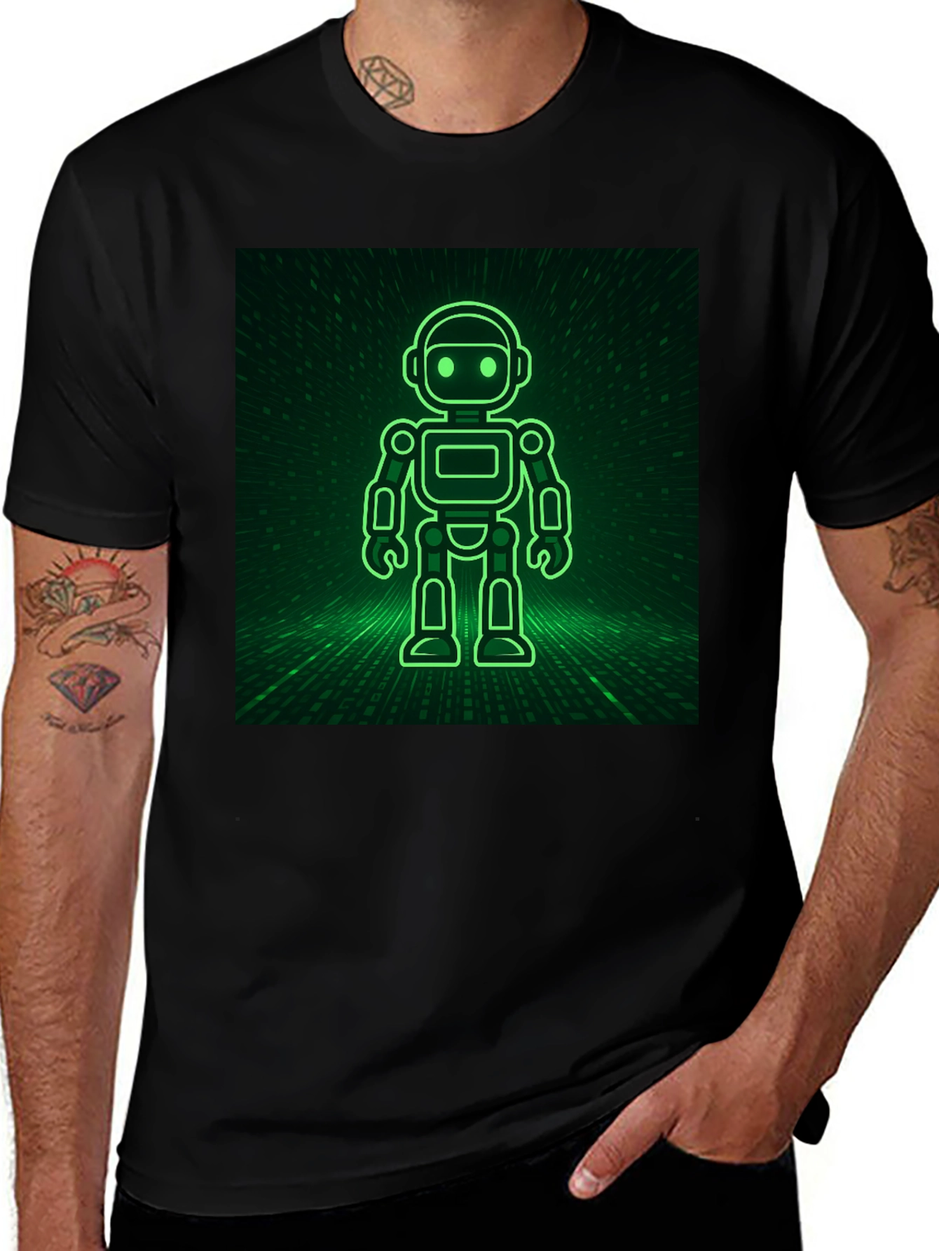 Variant 16 of Robot in the Matrix Black T-Shirt