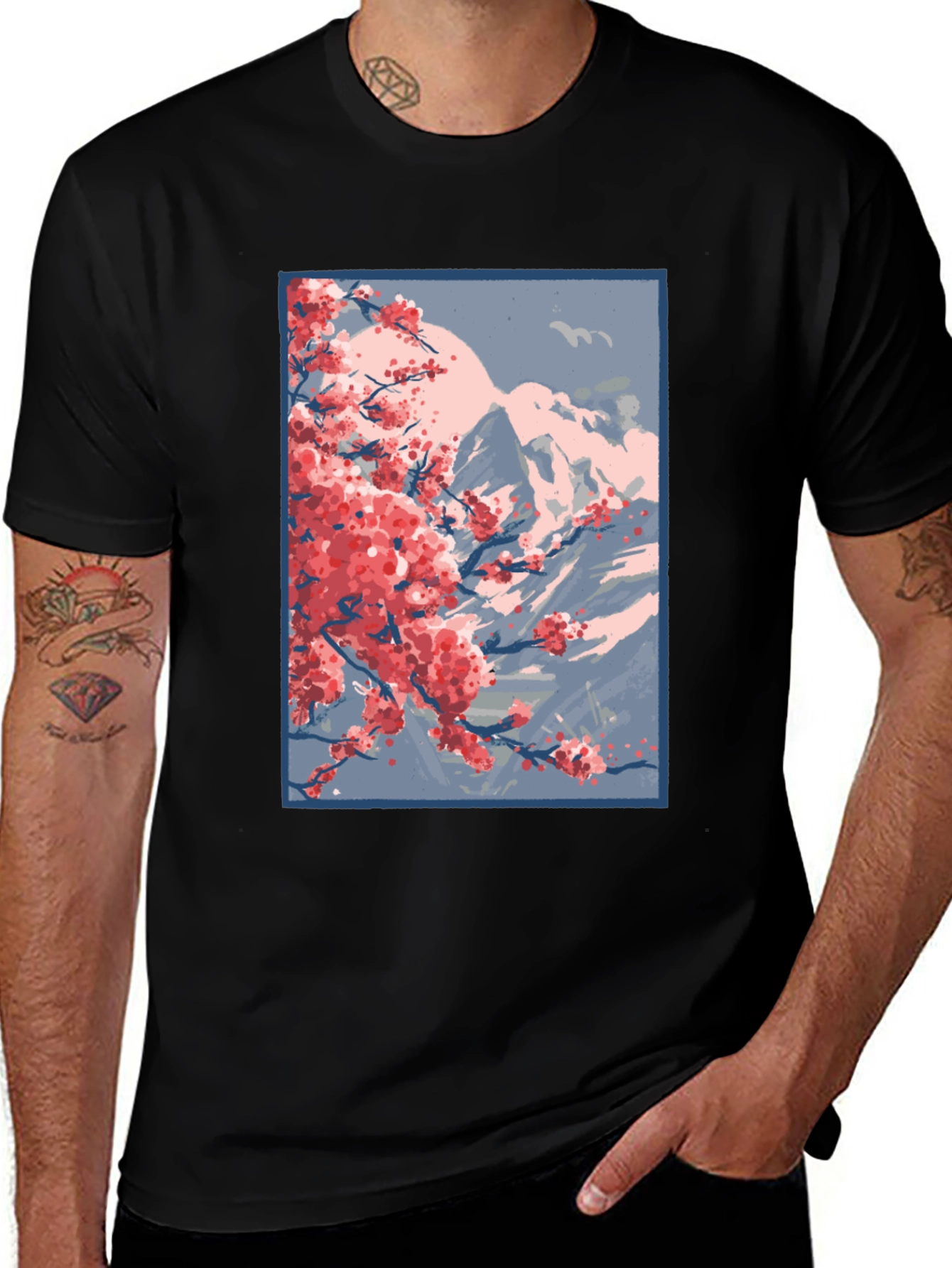 Variant 16 of Sakura Mountain Black T-Shirt