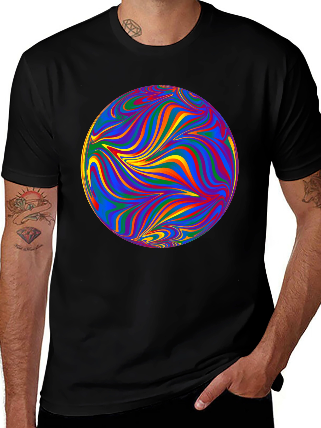 Variant 17 of Psychedelic Swirl Sphere Graphic Tee