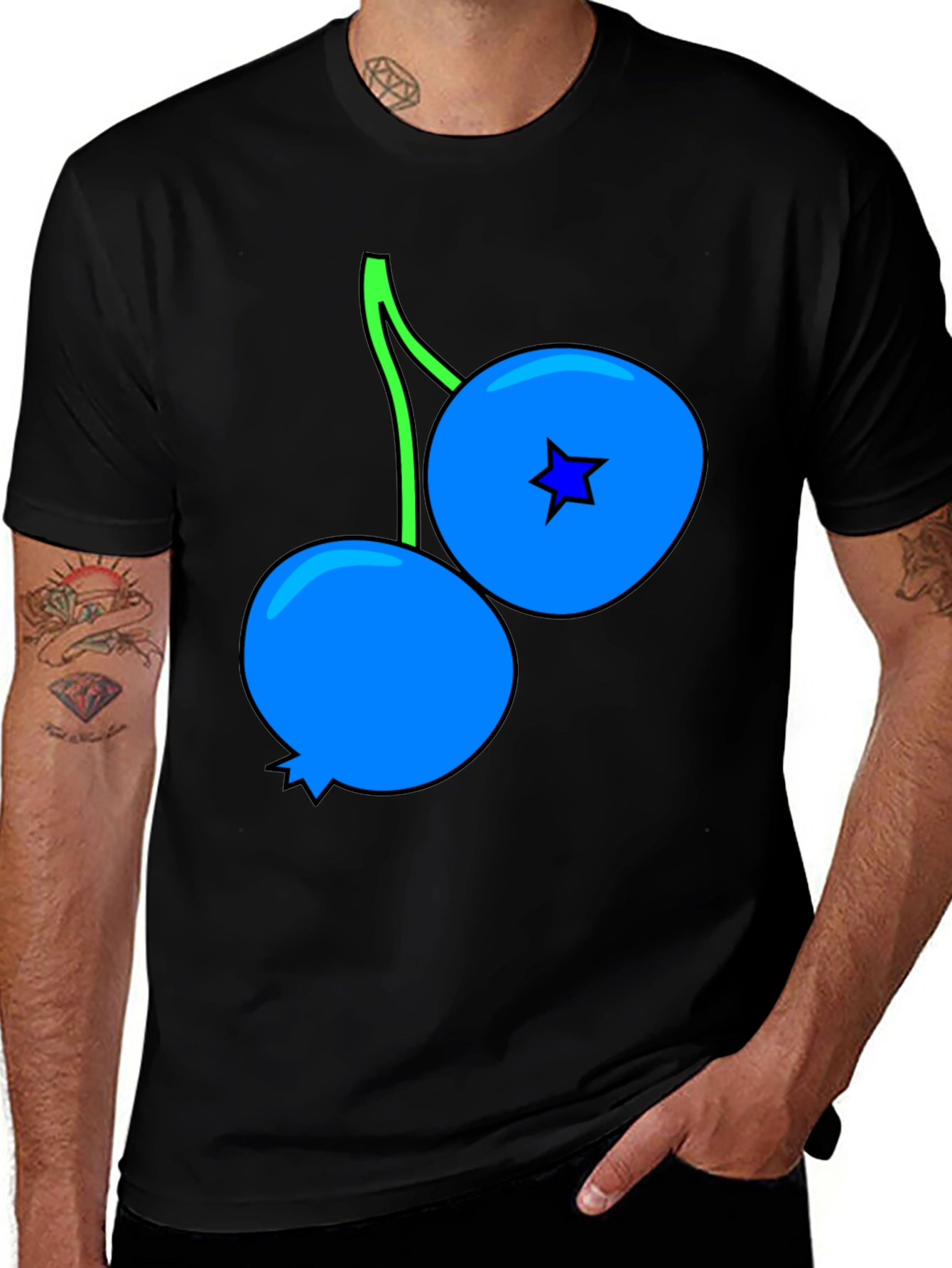 Black Blueberry Graphic Black T-Shirt main image