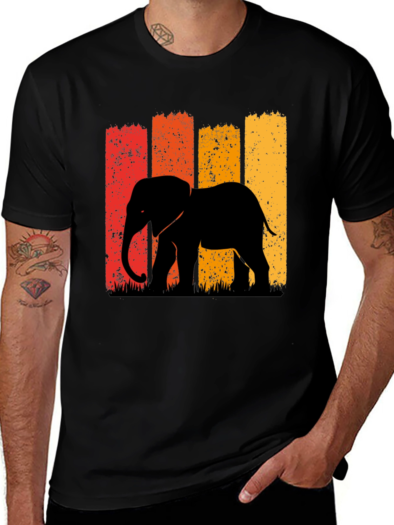 Variant 30 of Retro Elephant Graphic Tee - Black