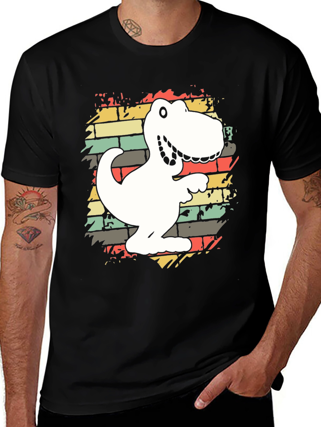 Variant 19 of Dinosaur Brick Wall Graphic Tee