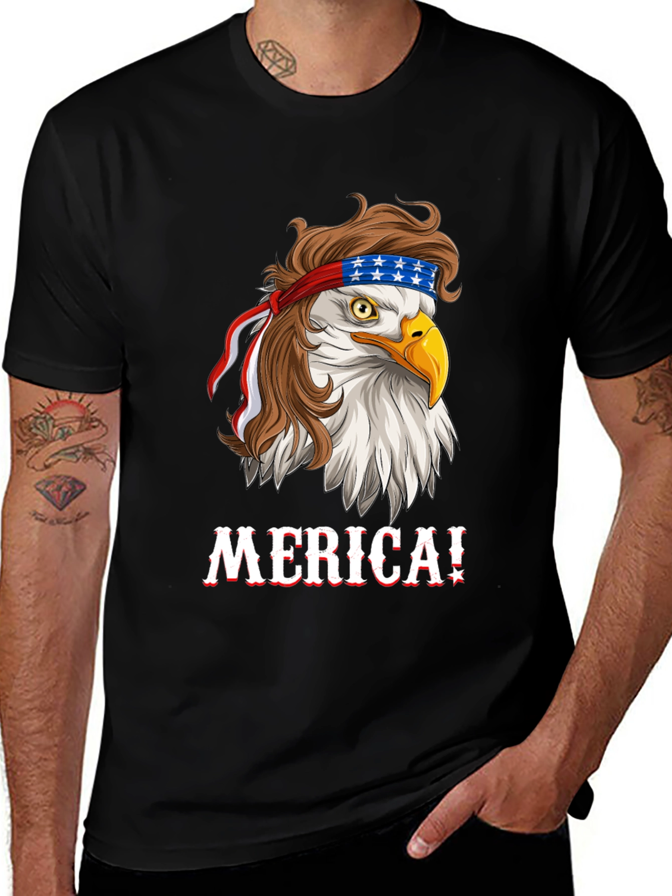 Variant 26 of Patriotic Bald Eagle "Merica" Graphic T-Shirt
