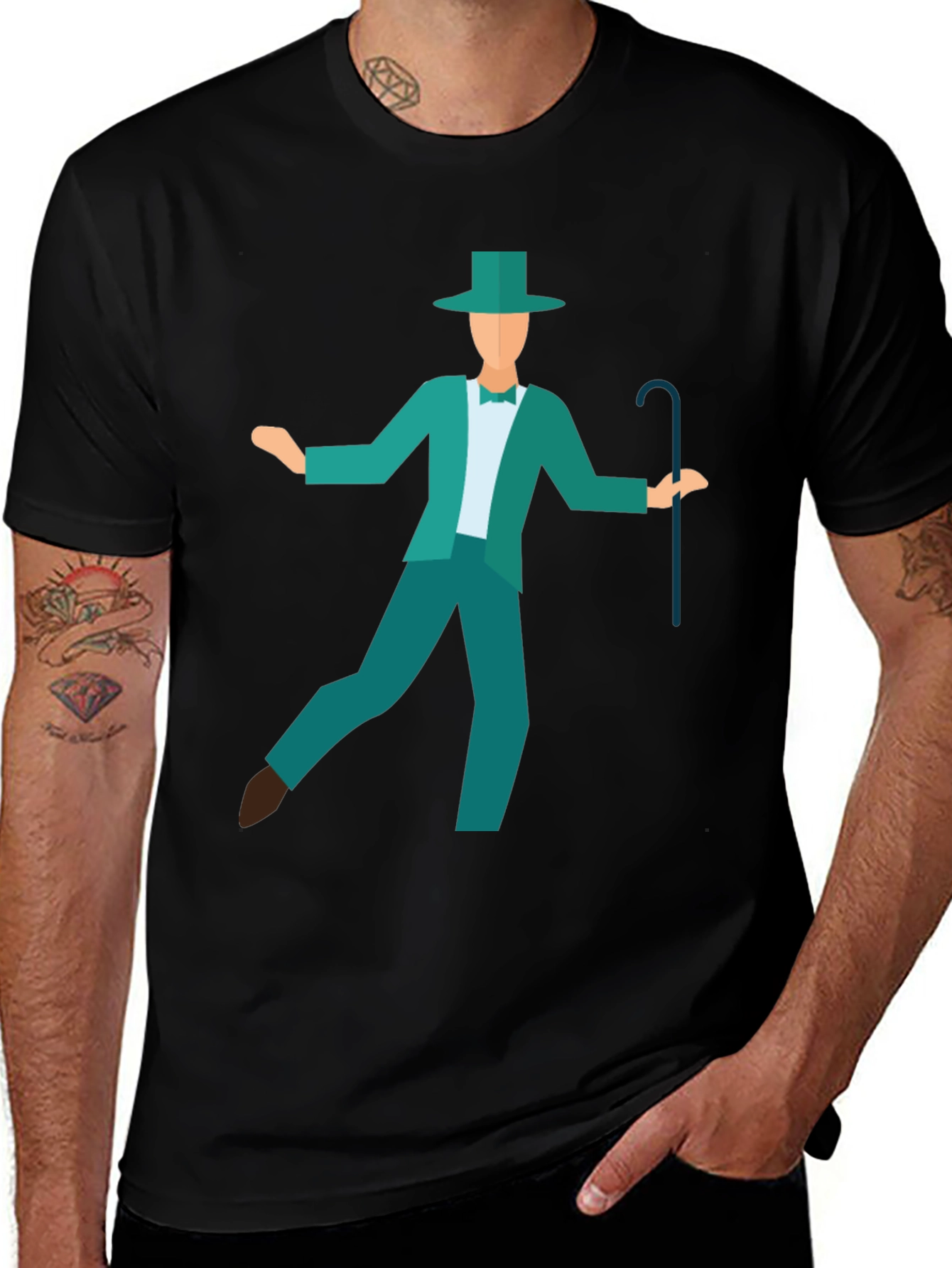 Variant 10 of Dapper Dancer Tee - Retro Style Black T-Shirt