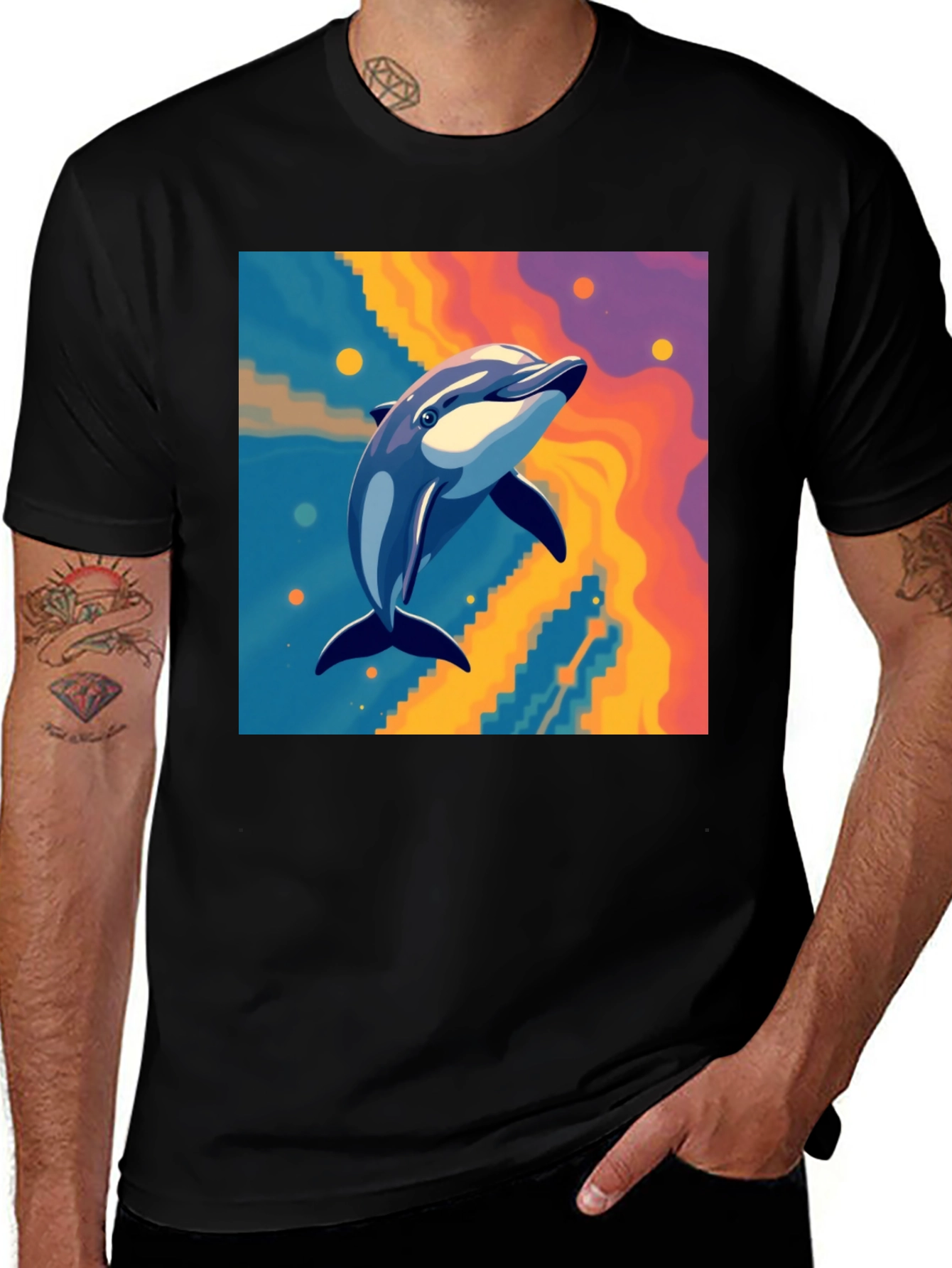 Dolphin Graphic Tee - Vibrant Art Print