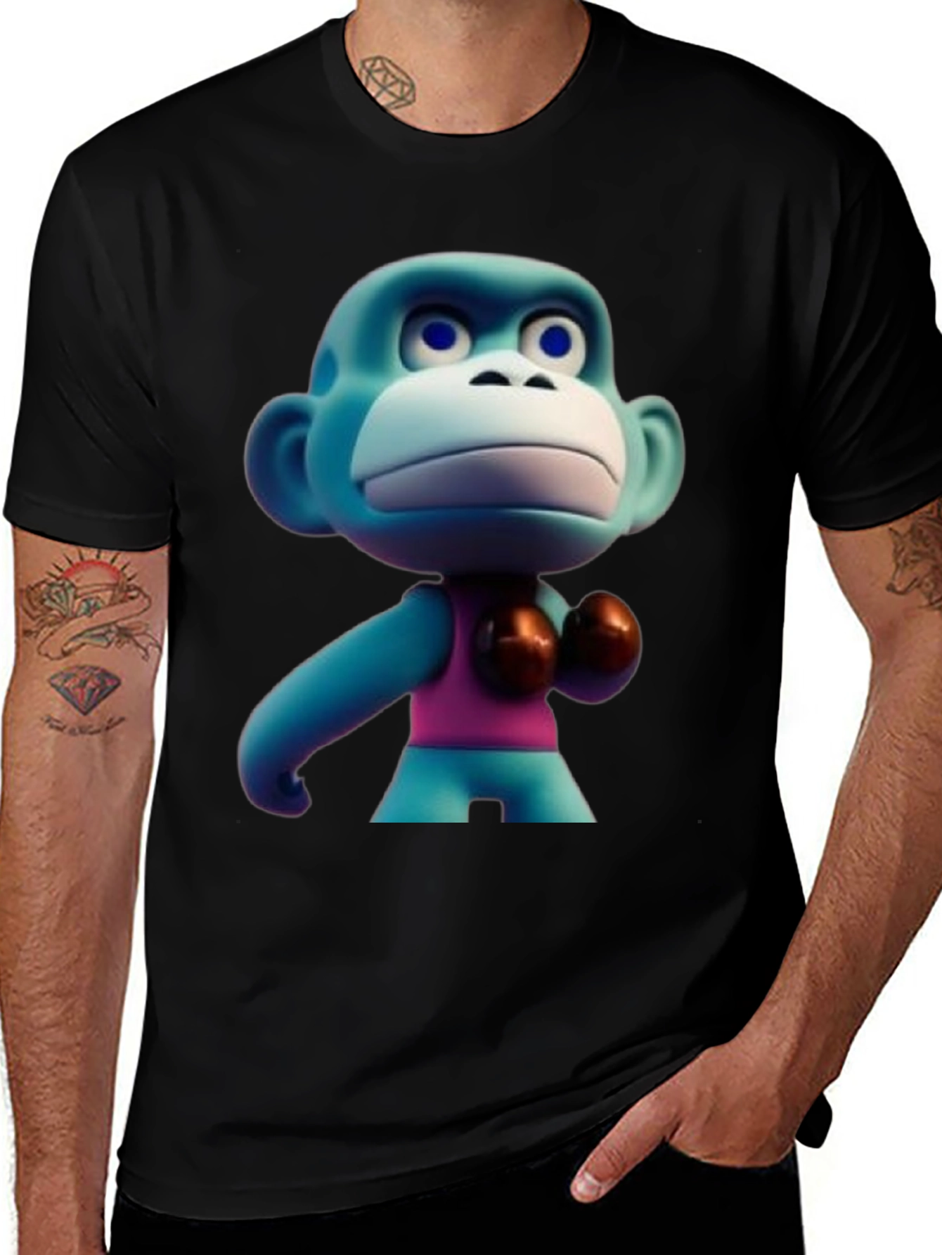 Variant 2 of Blue Monkey Boxer T-Shirt