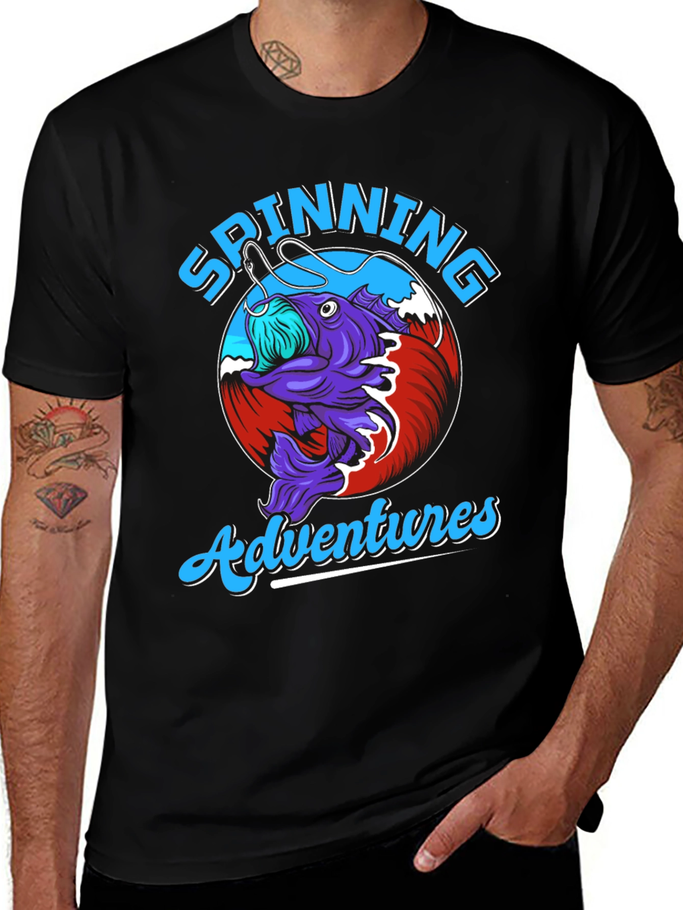 Spinning Adventures Fishing T-Shirt - Unique Design