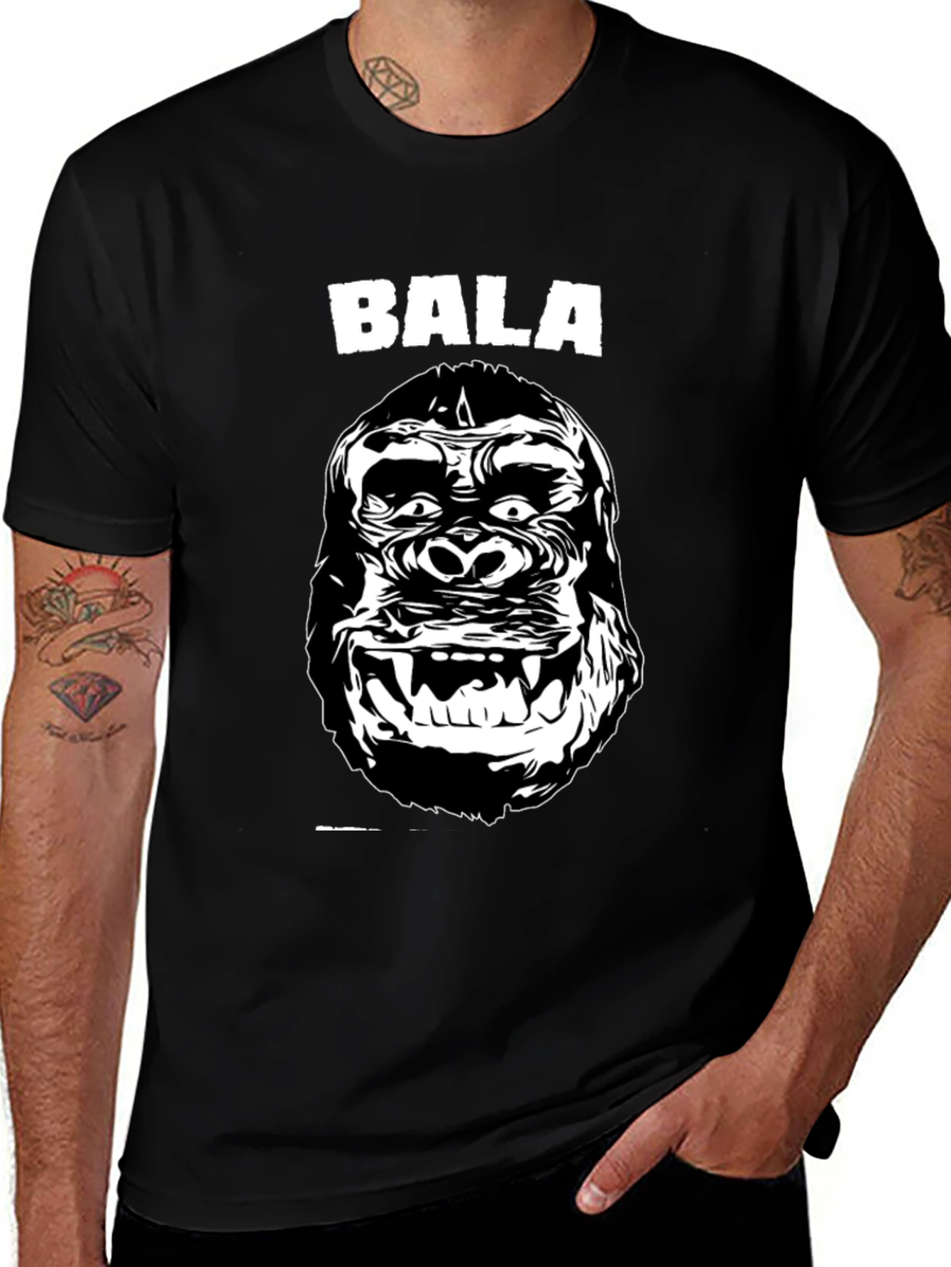Variant 19 of Bala Gorilla Graphic Tee - Black Cotton T-Shirt