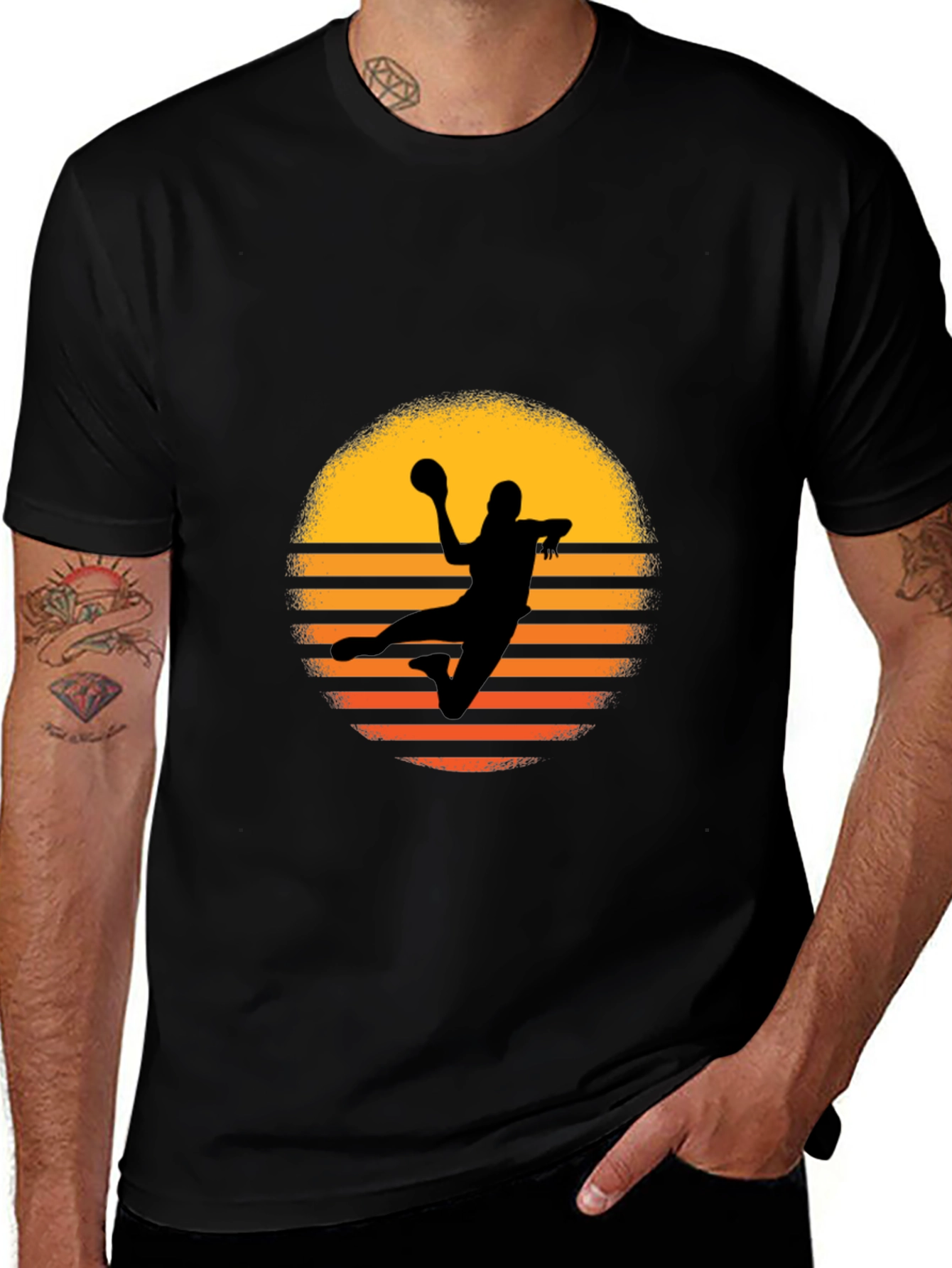Variant 20 of Handball Sunset Graphic Tee - Sporty Black T-Shirt