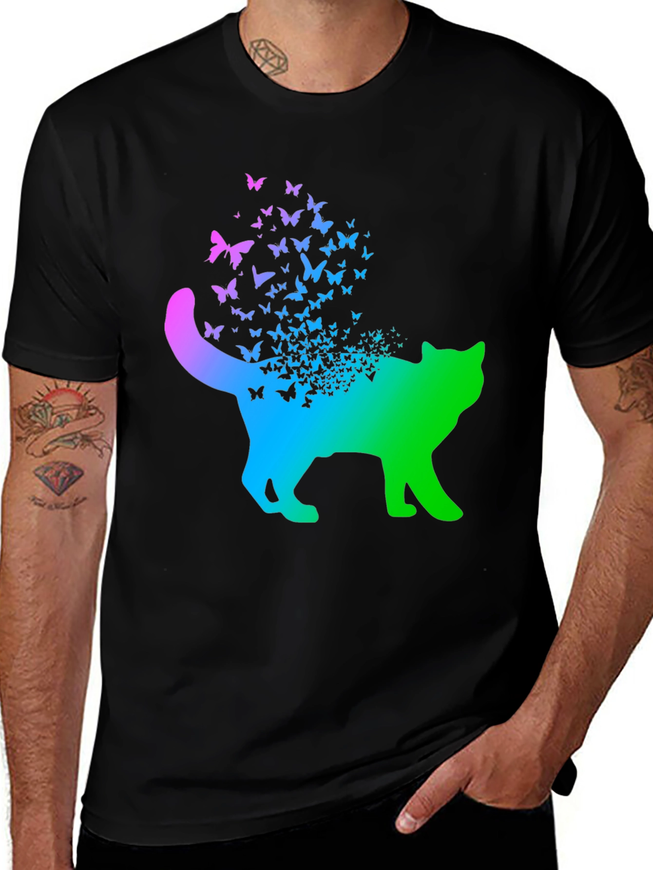 Variant 28 of Butterfly Cat Graphic T-Shirt