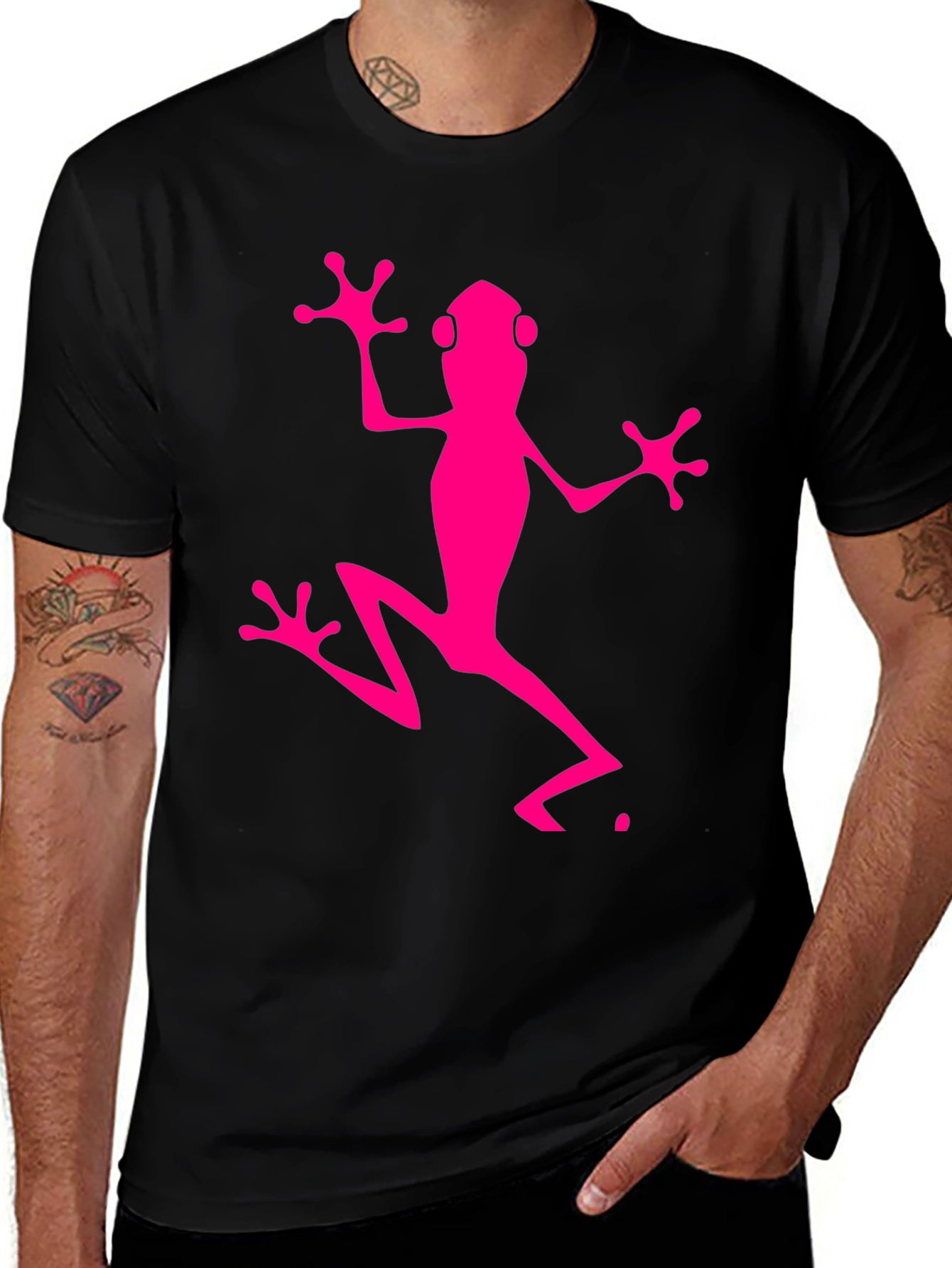 Variant 29 of Pink Frog Graphic Tee - Men's Black T-Shirt
