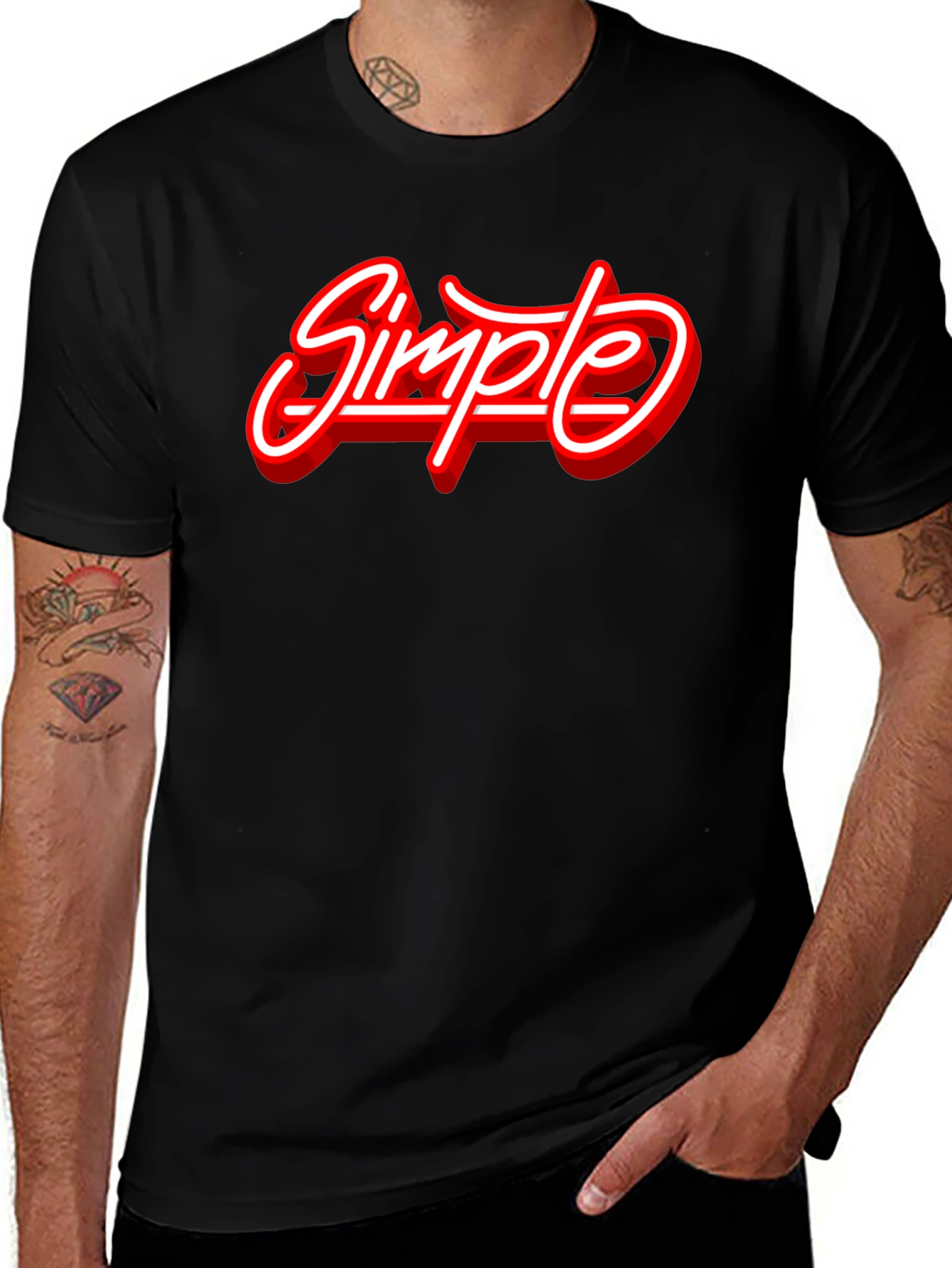 Variant 26 of Simple Graphic Print Black T-Shirt