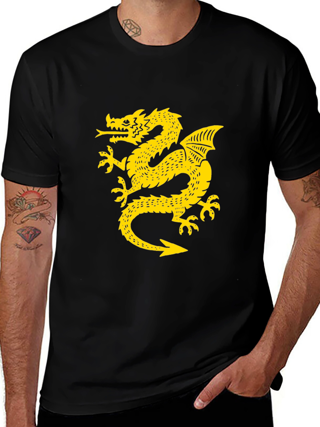 Variant 20 of Black T-Shirt with Golden Dragon Graphic