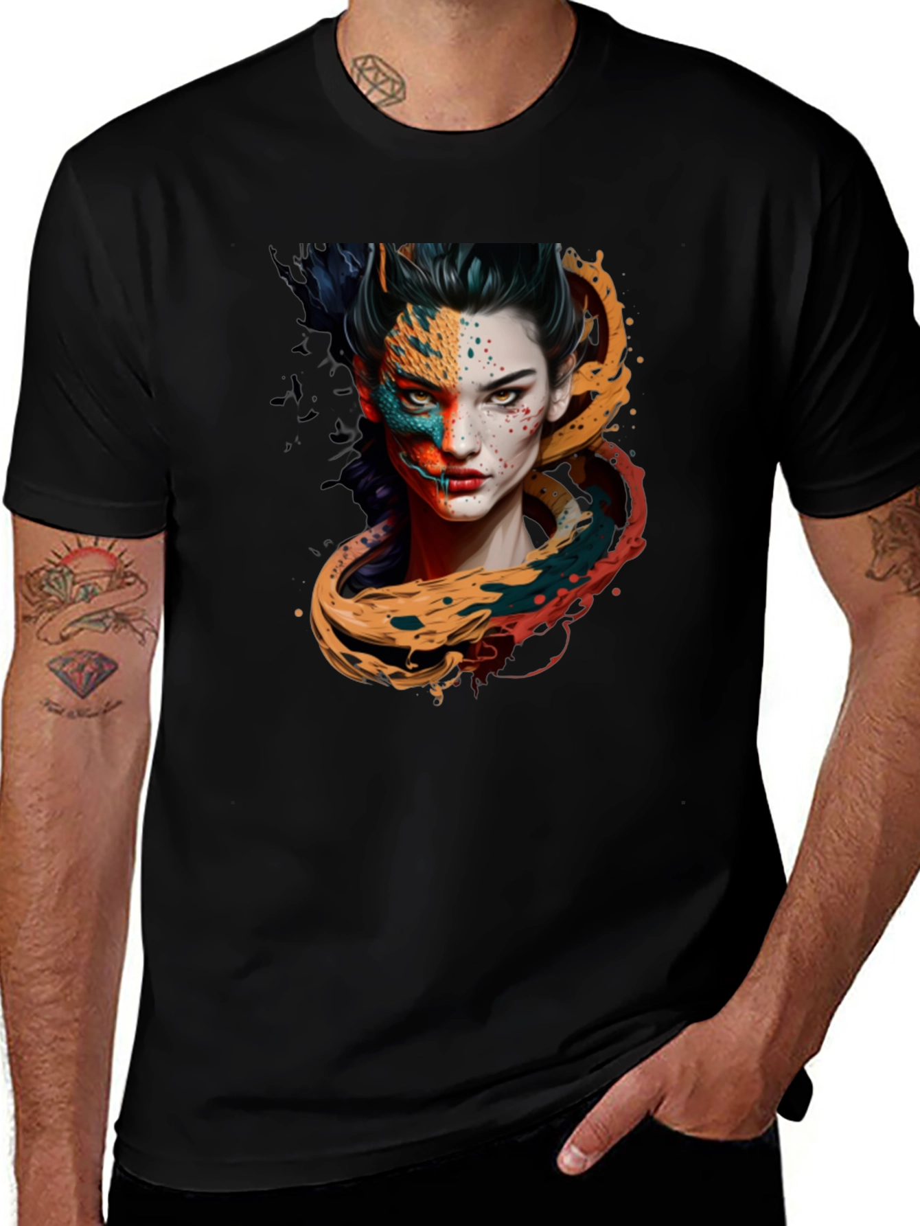 Variant 29 of Artistic Woman Graphic Black T-Shirt