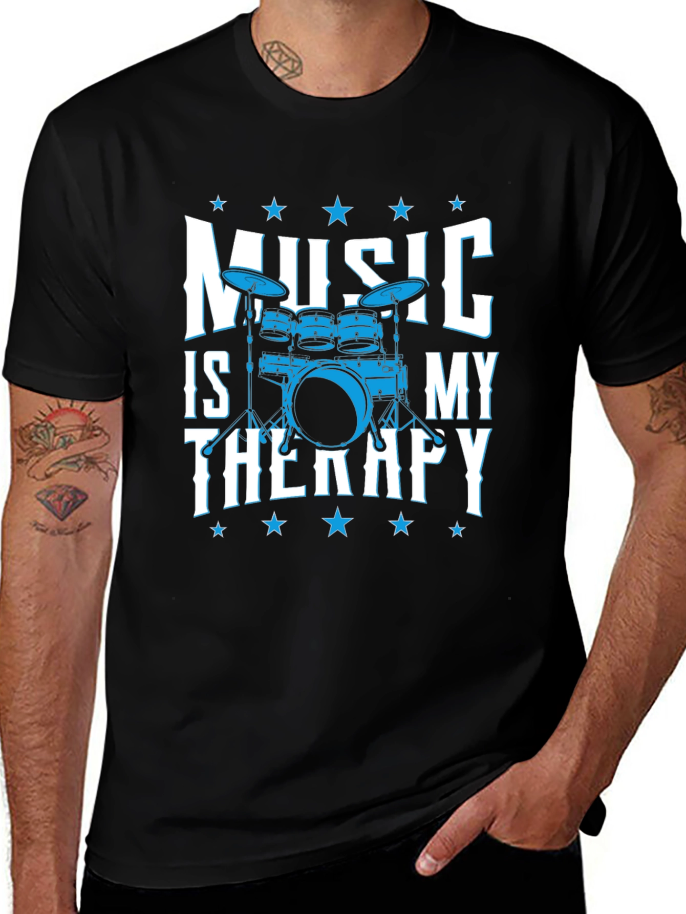Variant 18 of Music is My Therapy Drum Set T-Shirt