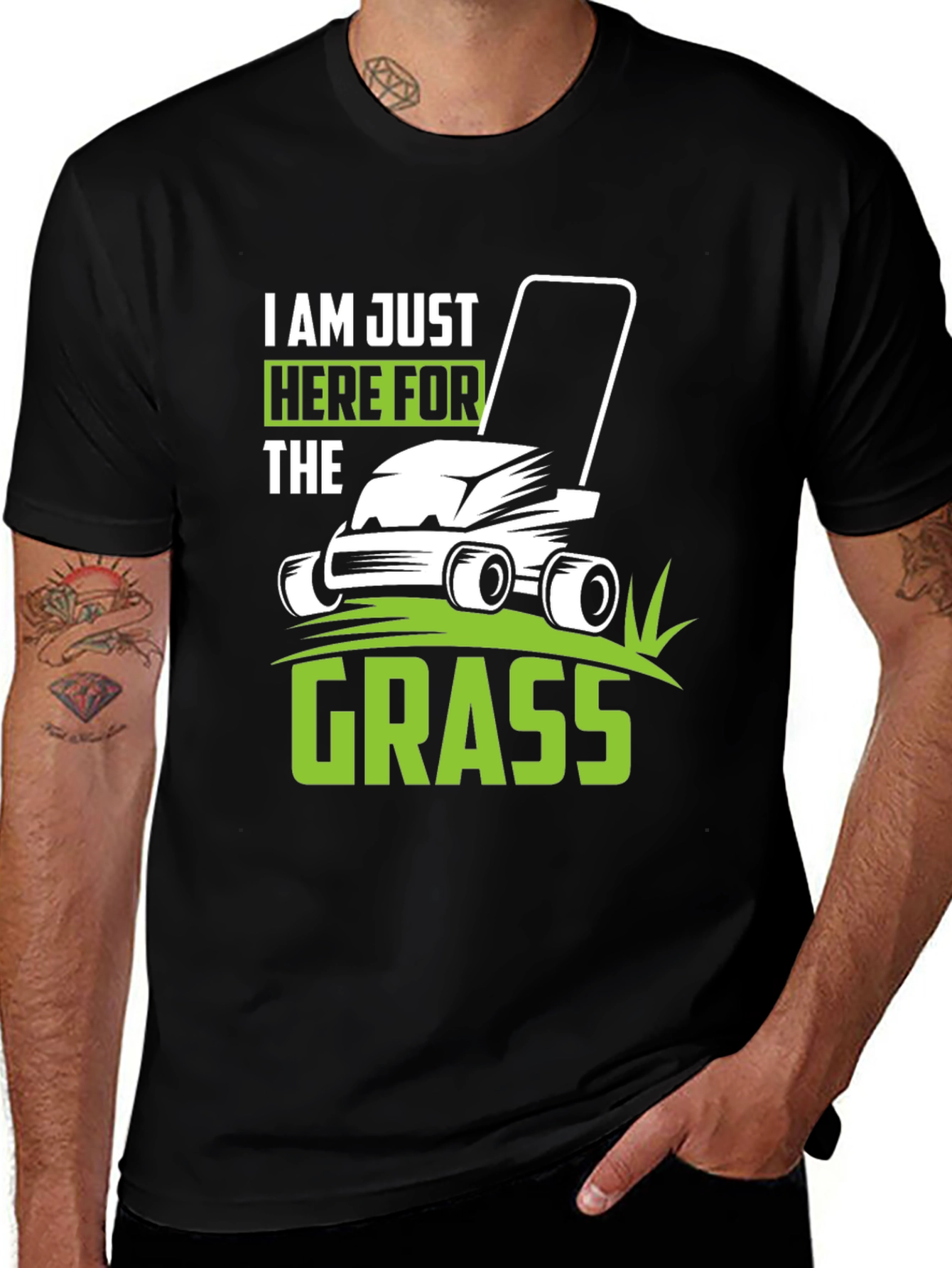 I'm Just Here for the Grass Black T-Shirt