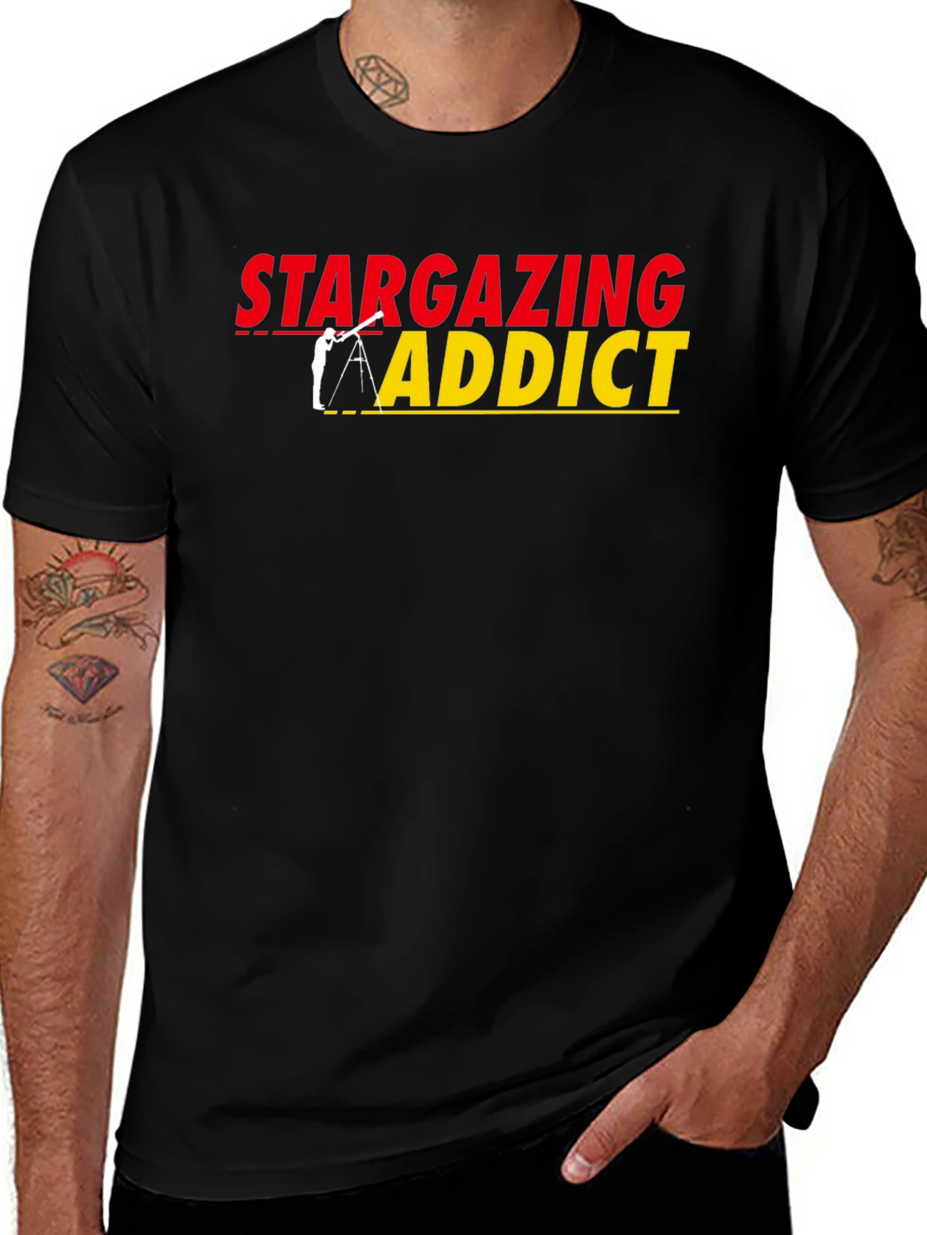 Variant 6 of Stargazing Addict Black T-Shirt - Astronomy Lover Tee