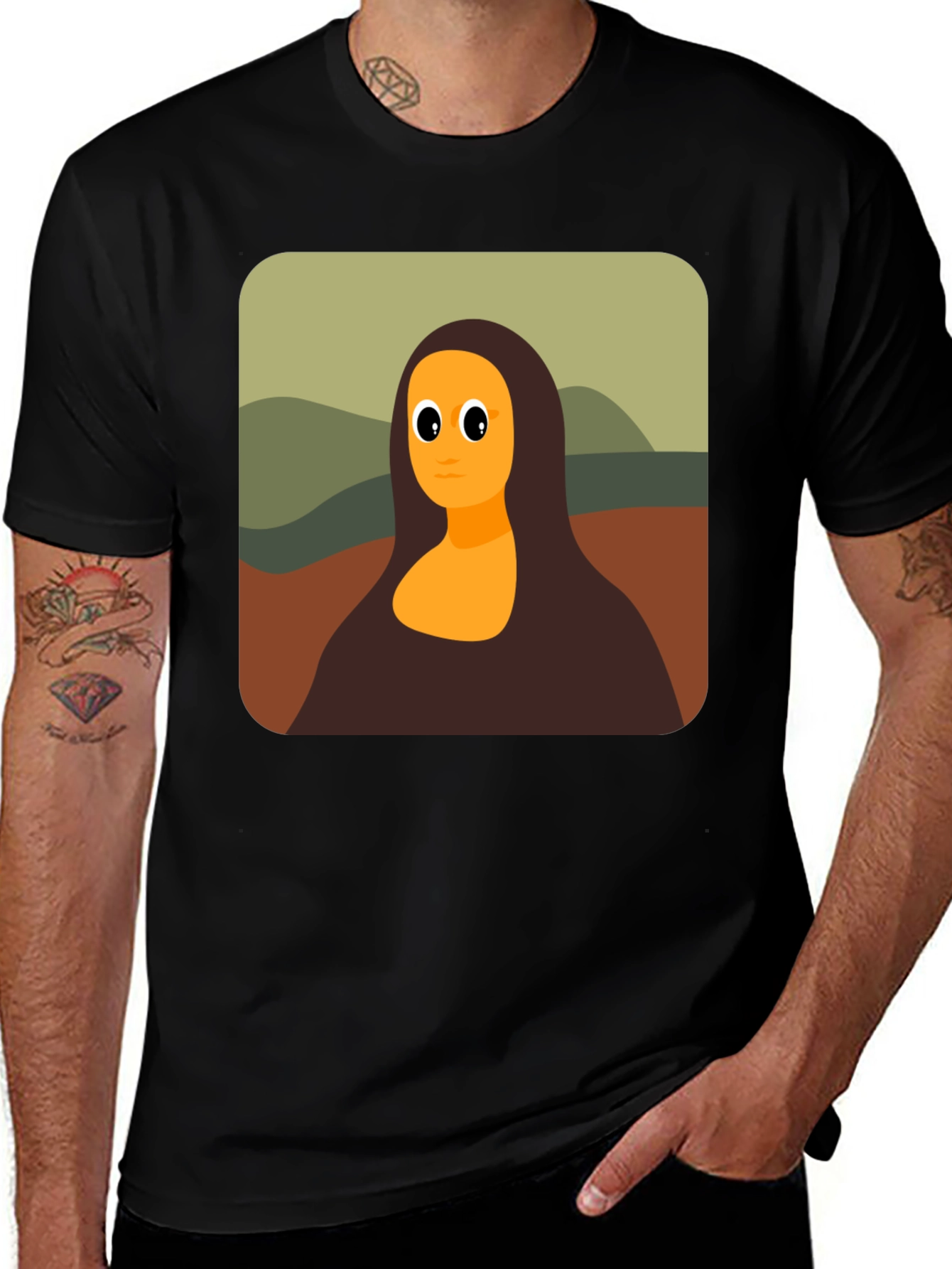 Variant 7 of Cartoon Mona Lisa Graphic Tee