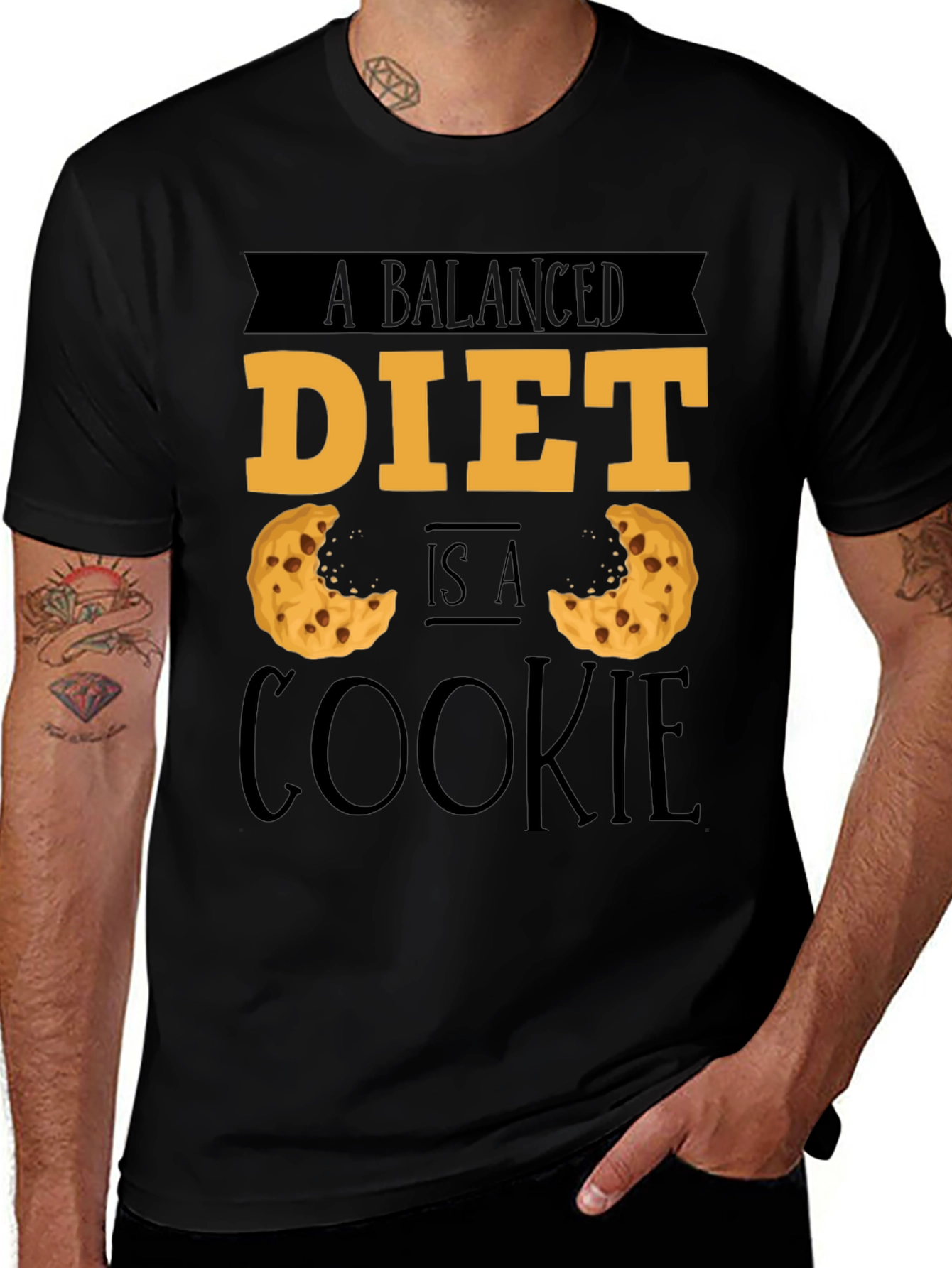 Variant 7 of Balanced Diet Cookie T-Shirt: Funny Foodie Tee