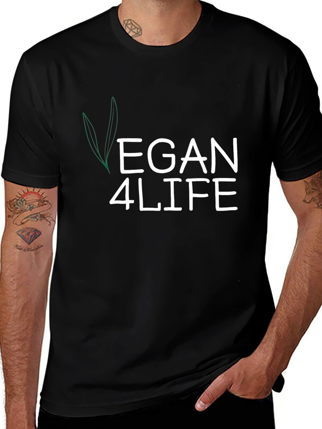 Variant 2 of Vegan 4 Life Graphic Tee - Black Cotton
