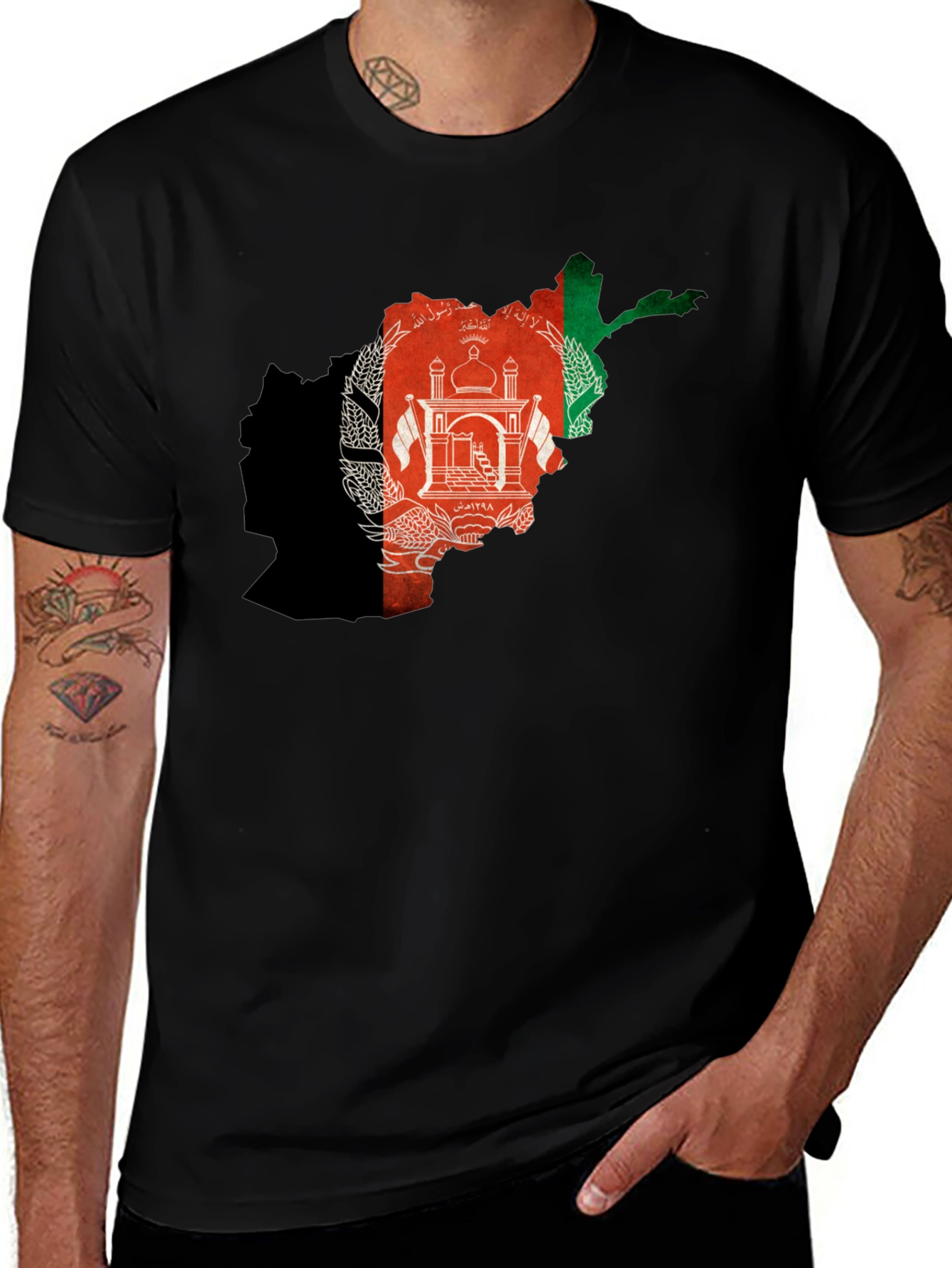 Variant 4 of Afghanistan Flag Map Graphic T-Shirt