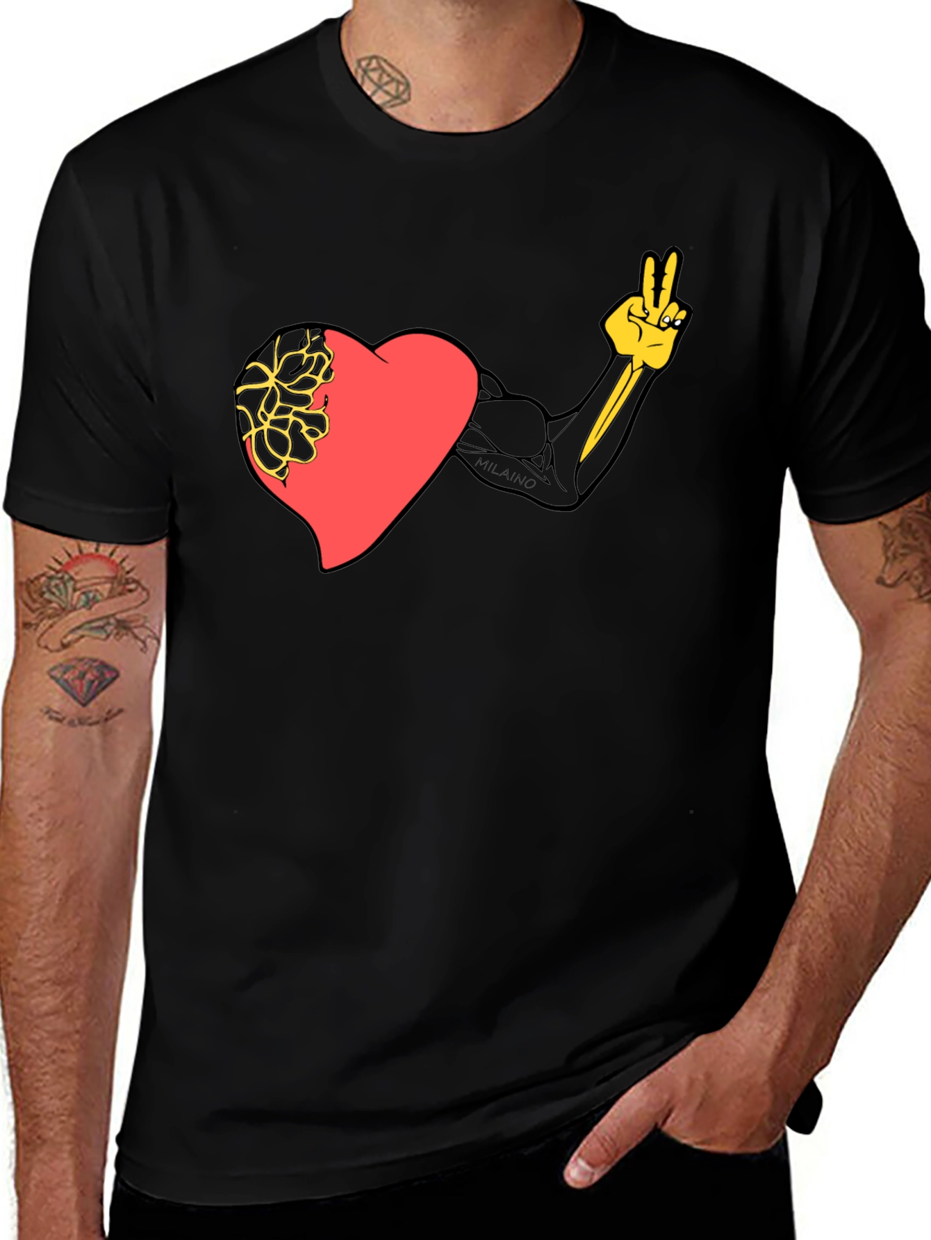 Variant 10 of Heart Strength Graphic Black Tee