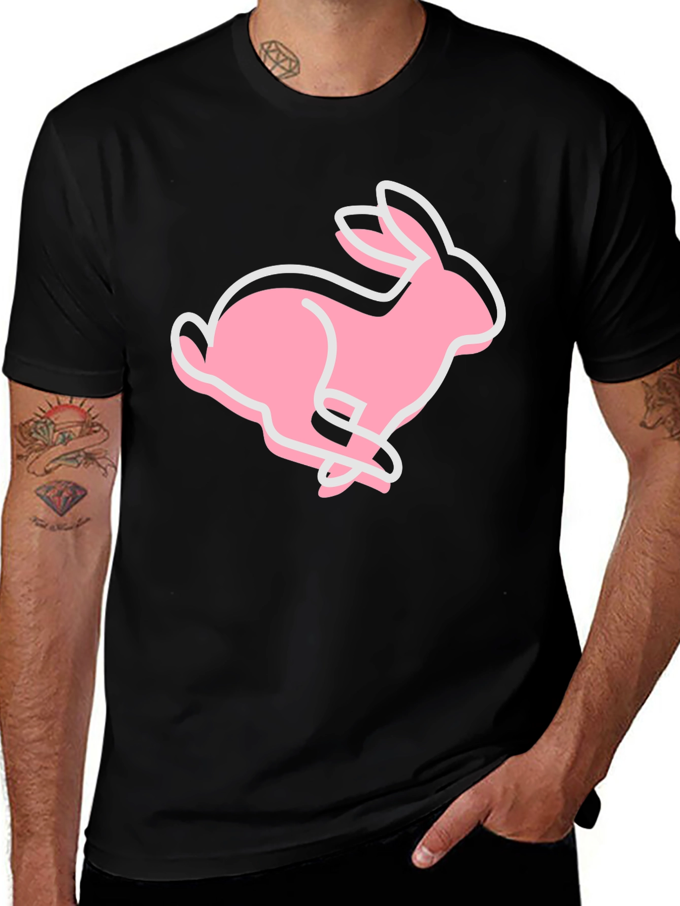 Variant 7 of Pink Bunny Graphic Tee - Soft Cotton Blend