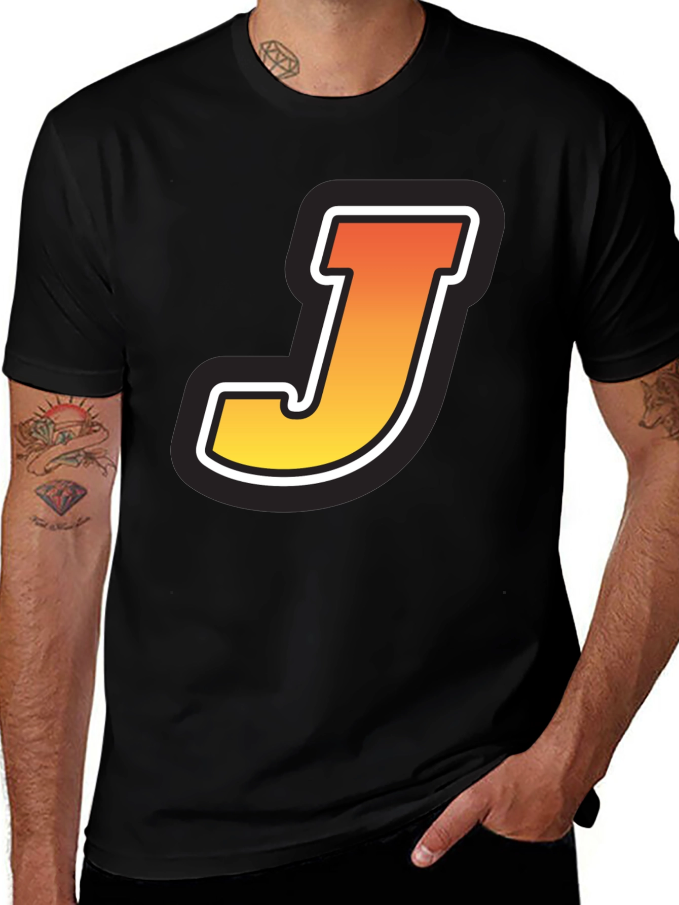 Gradient "J" Graphic Black T-Shirt