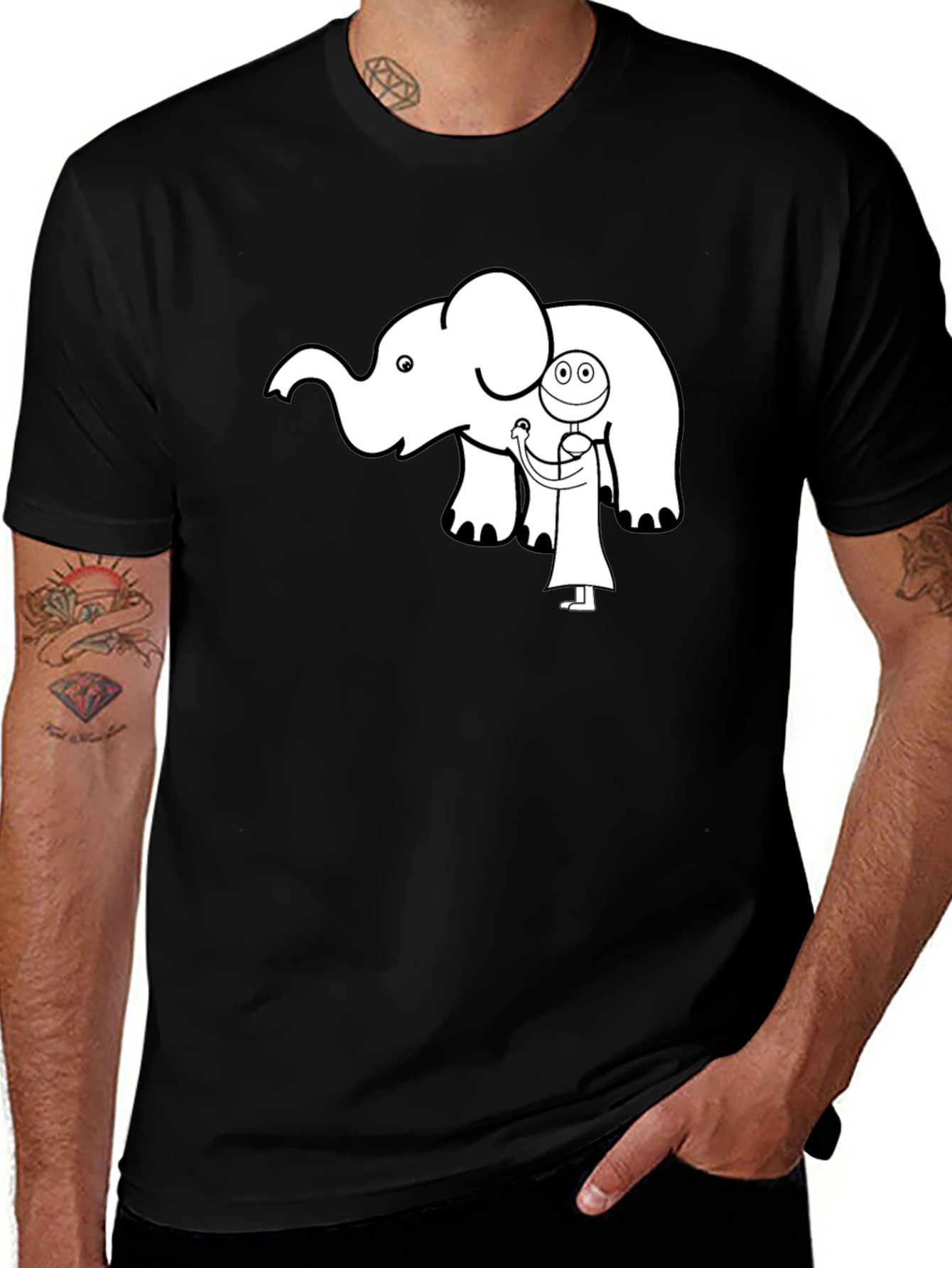 Variant 29 of Elephant Doctor Graphic Tee - Cute Black T-Shirt