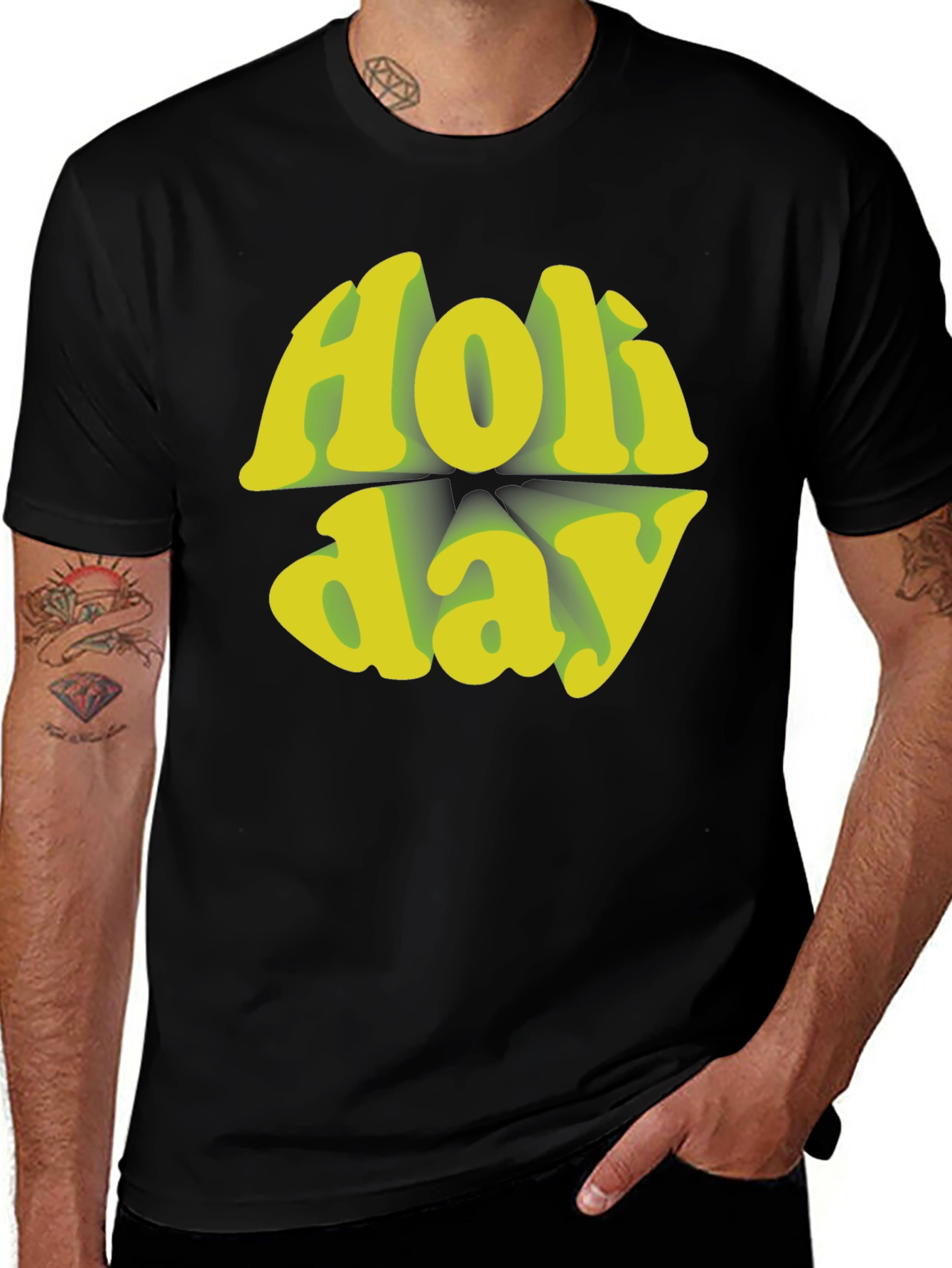 Black Holiday Graphic Tee - Retro Style Black T-Shirt main image