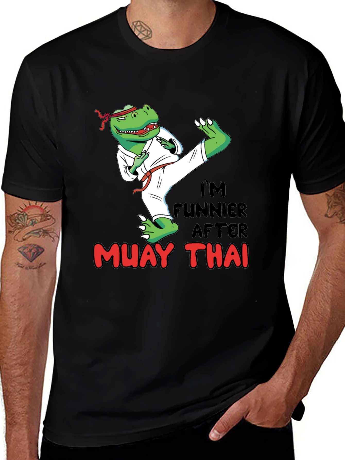 Variant 2 of Funny Muay Thai Dinosaur T-Shirt