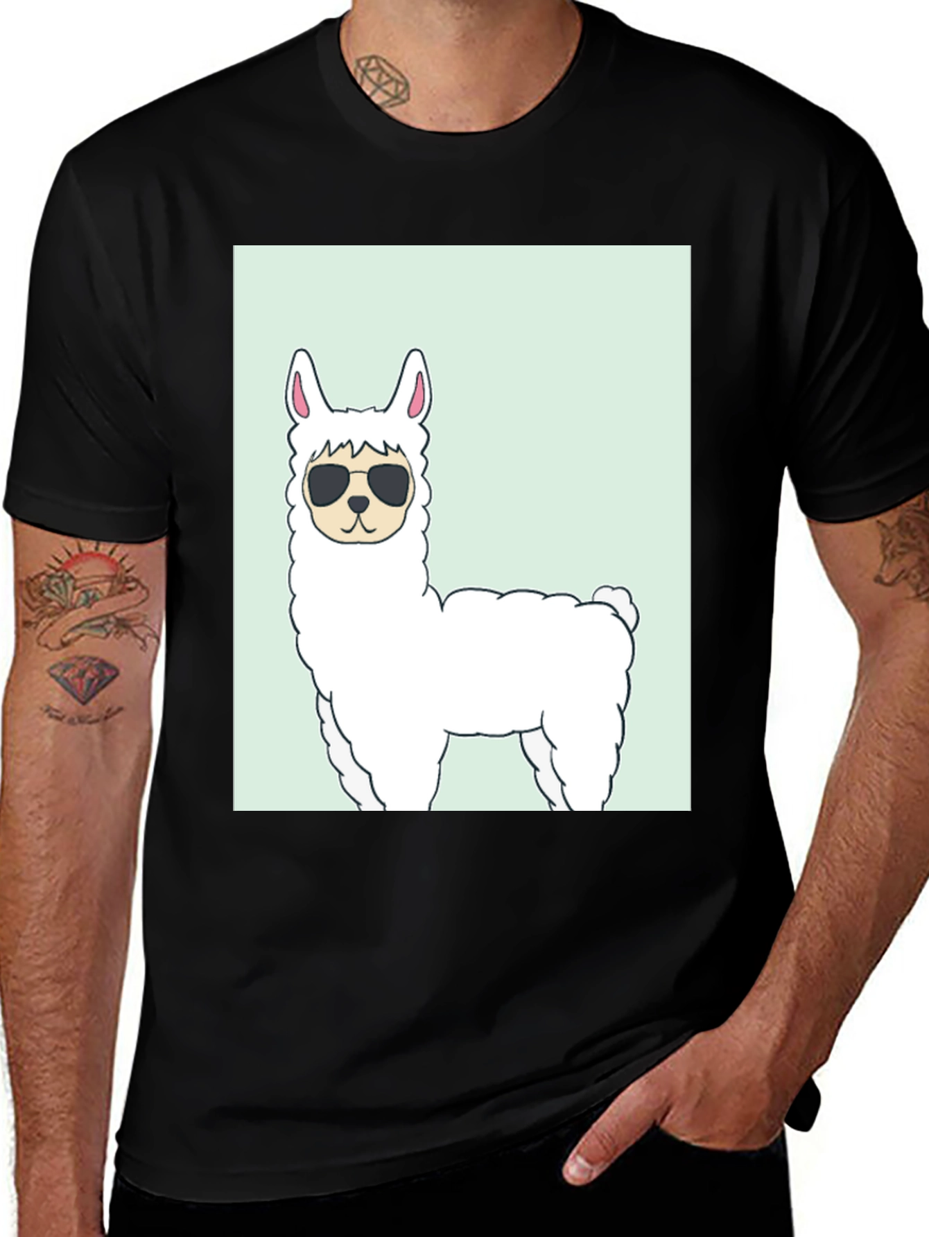 Variant 21 of Cool Llama Graphic T-Shirt - Black