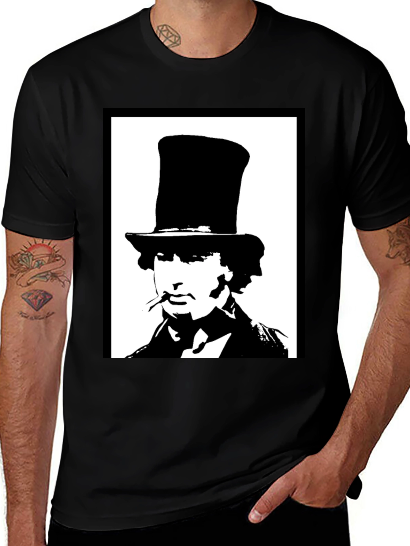 Variant 5 of Top Hat Man Graphic Tee - Stylish Black T-Shirt