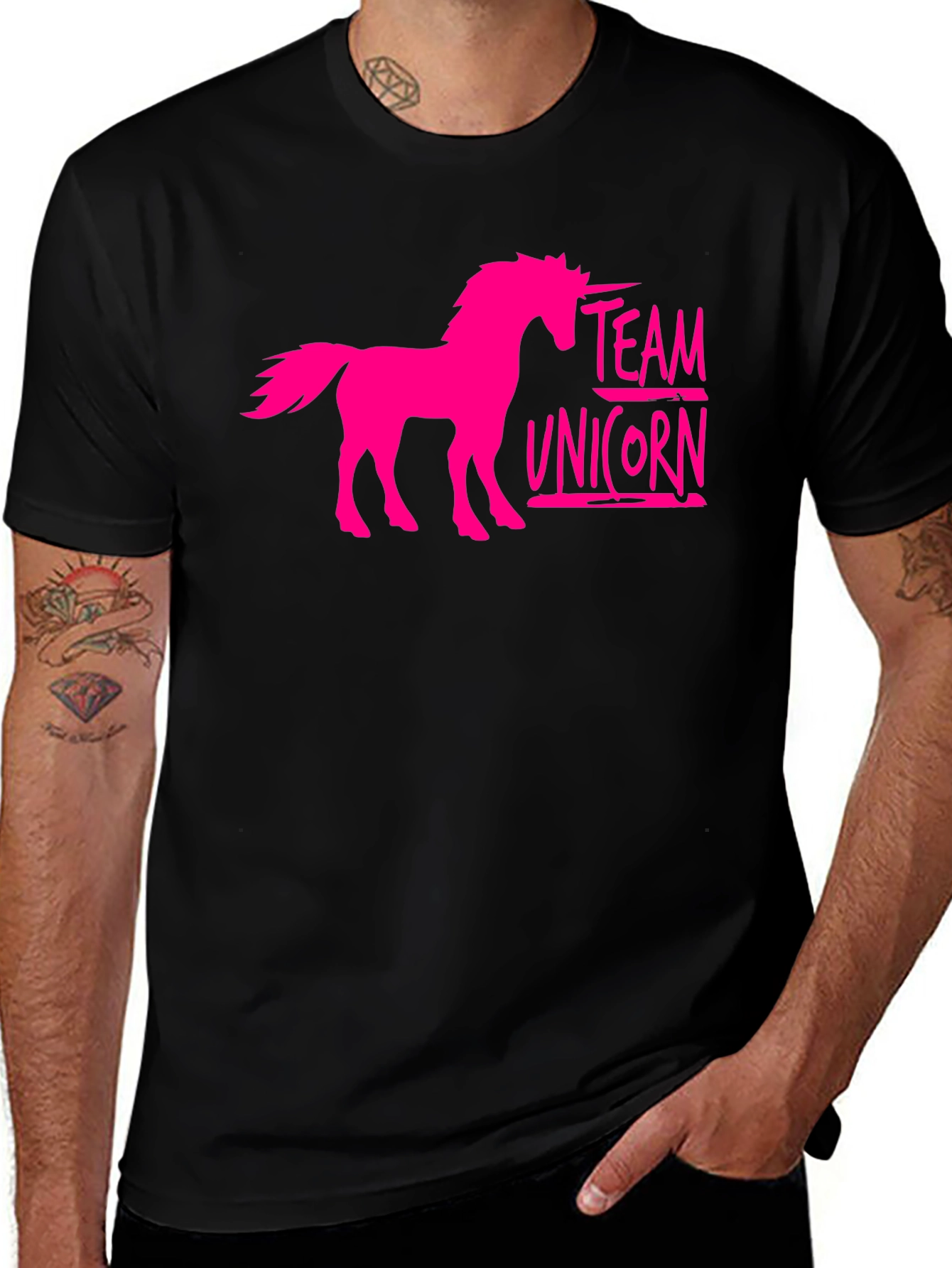 Variant 5 of Team Unicorn Graphic Tee - Black Cotton T-Shirt