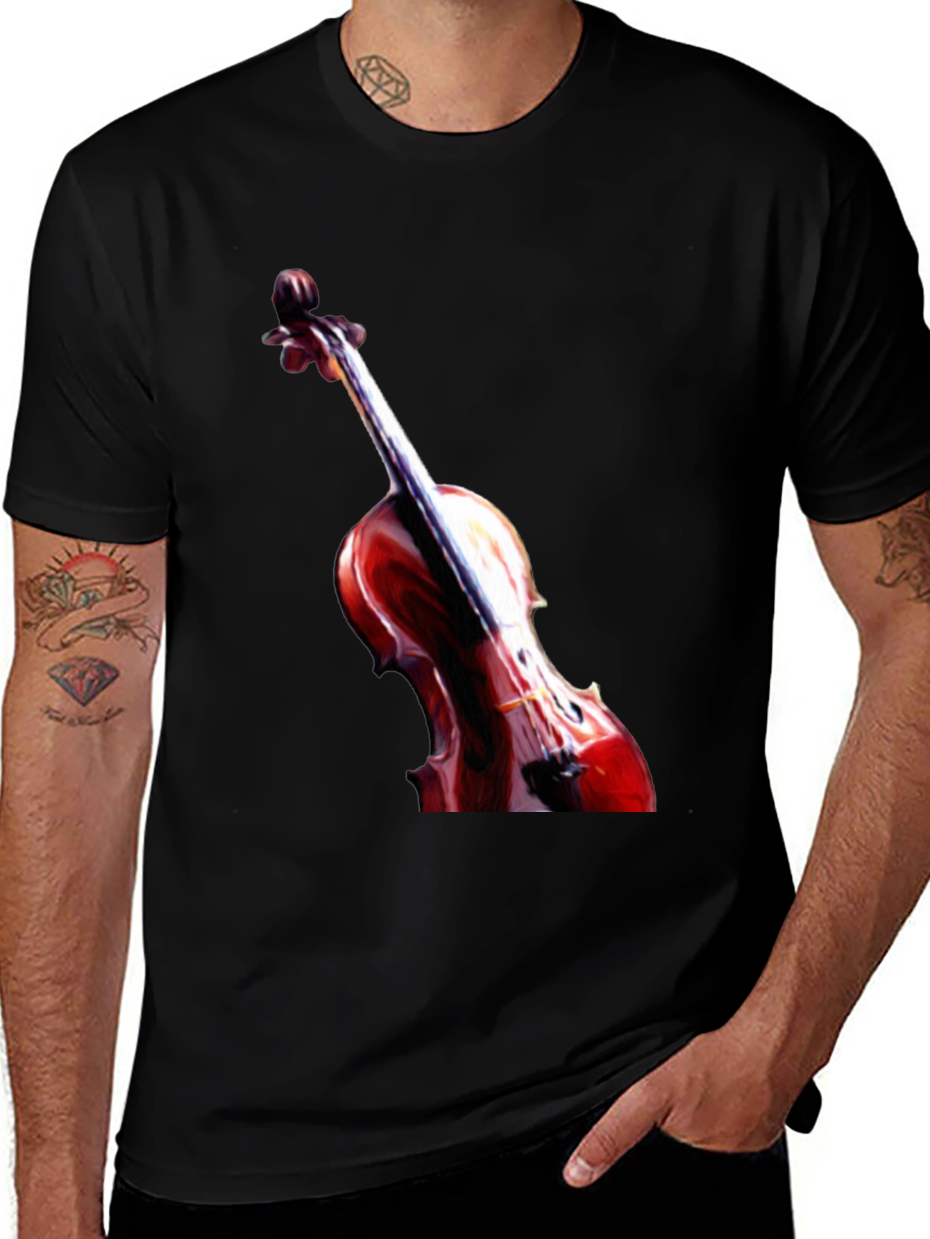 Variant 28 of Violin Graphic Black T-Shirt - Musical Instrument Tee