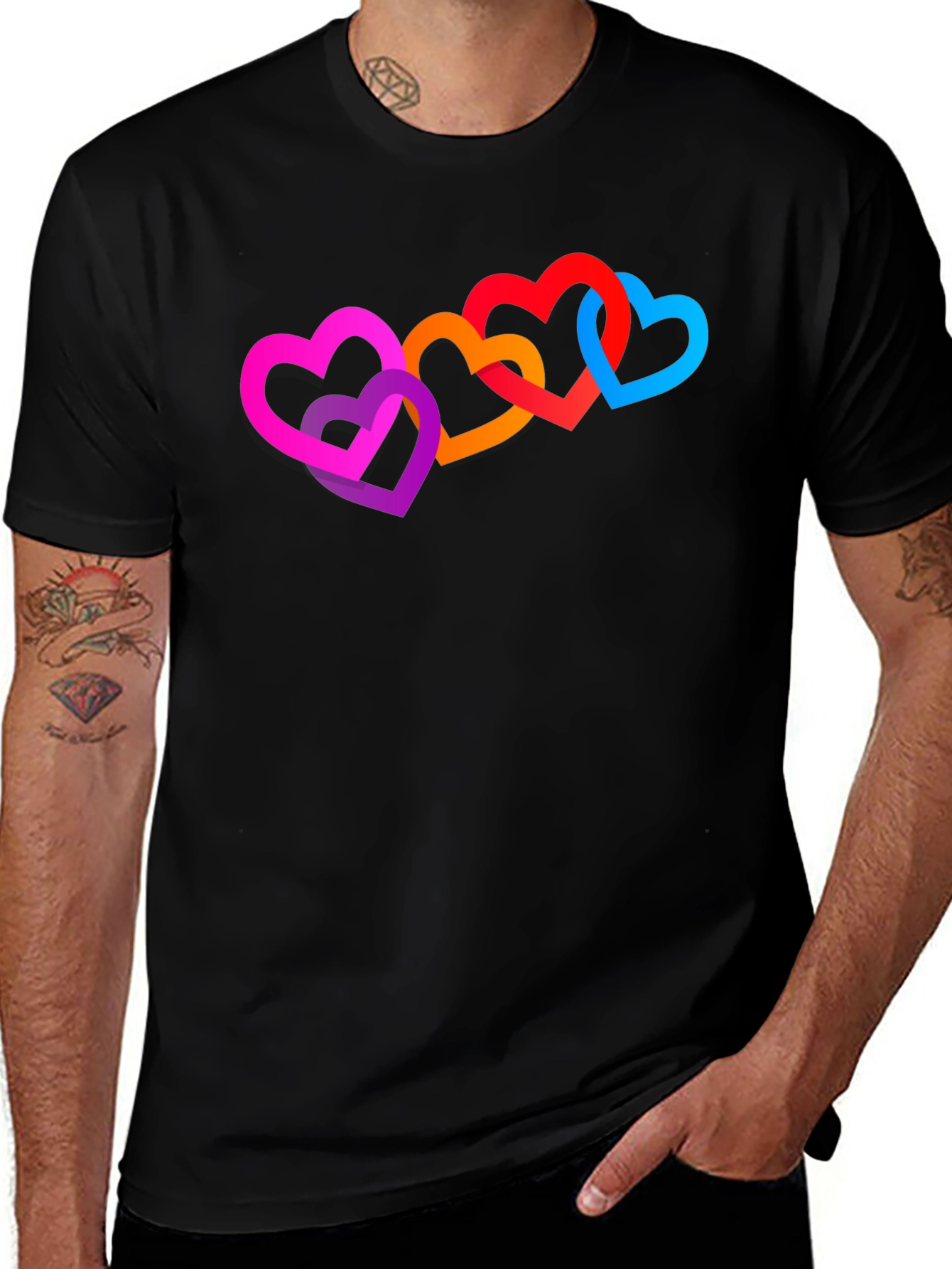 Variant 23 of Heart Linked Graphic Tee - Black Unisex T-Shirt
