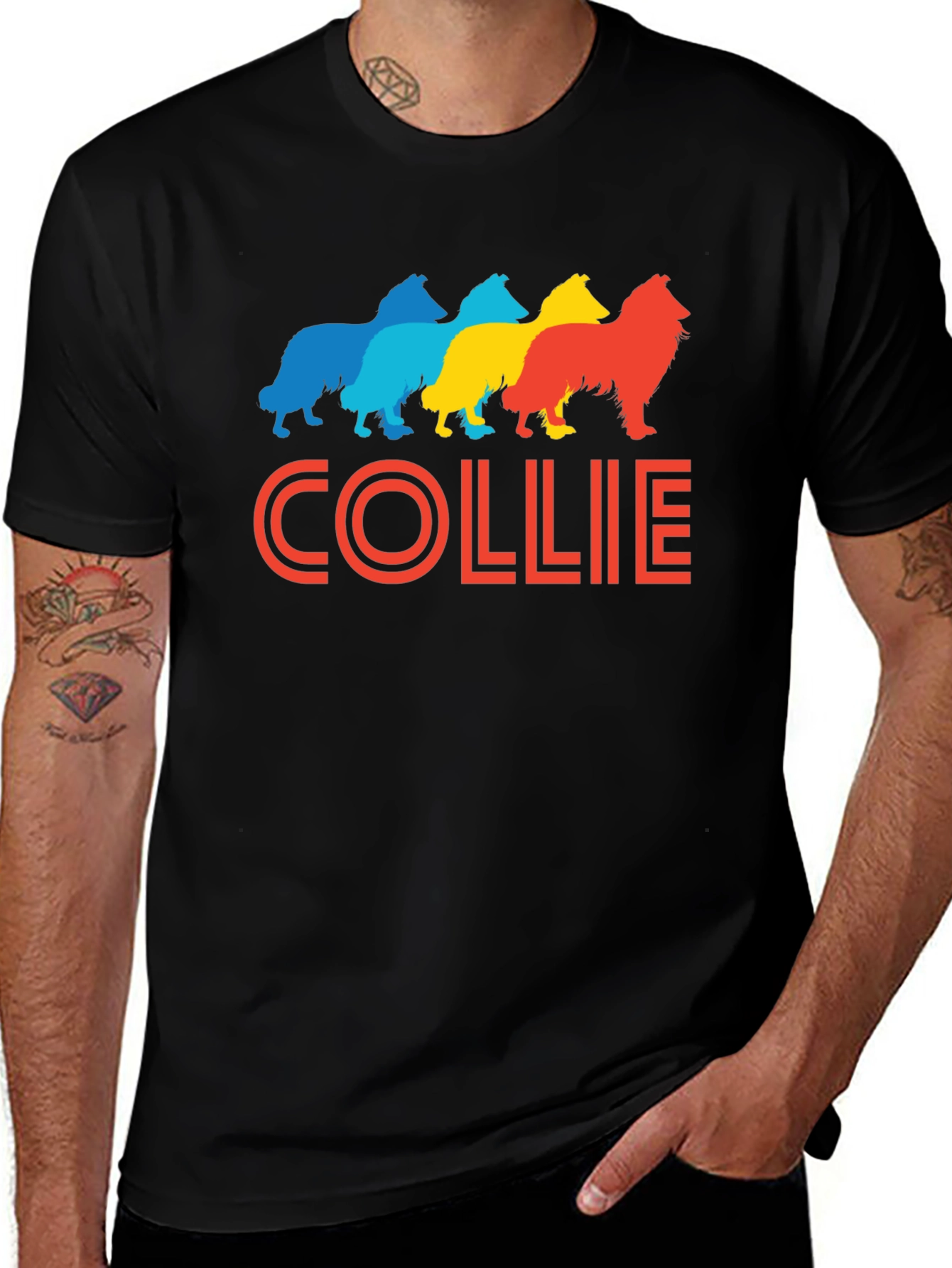 Collie Dog Breed Retro Graphic T-Shirt