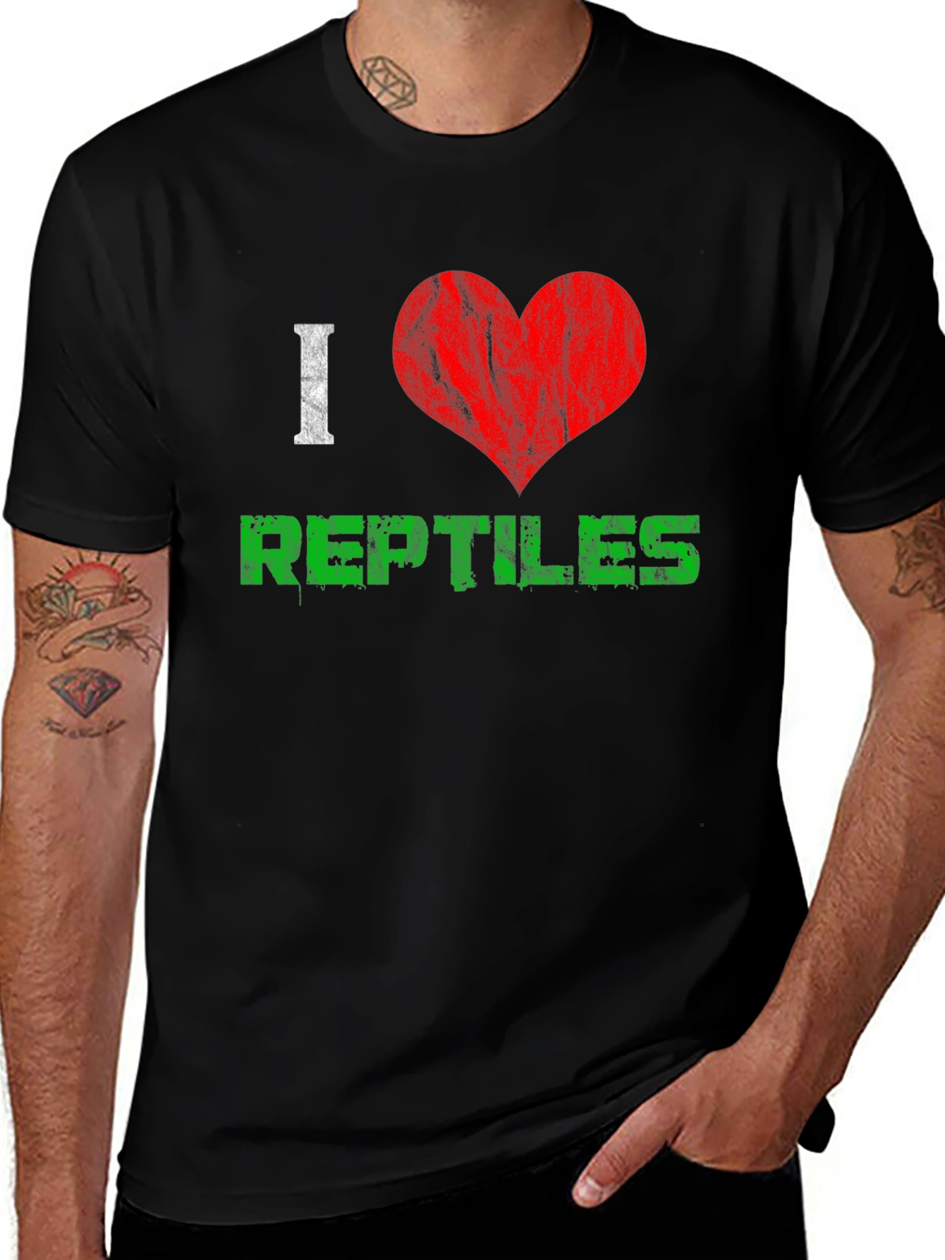 Variant 16 of I Love Reptiles Graphic T-Shirt - Black