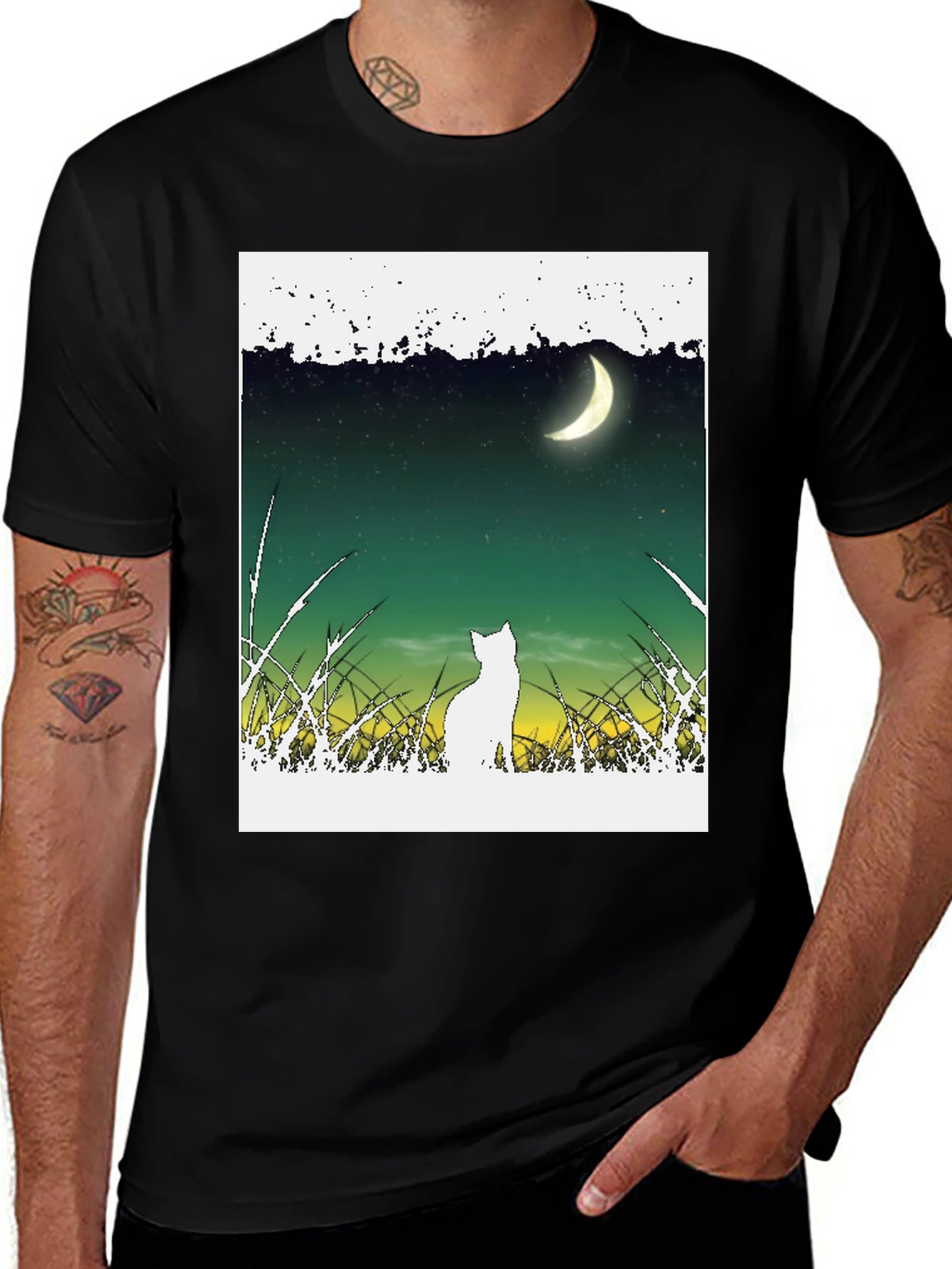 Variant 23 of Cat Moon T-Shirt - Unique Graphic Tee