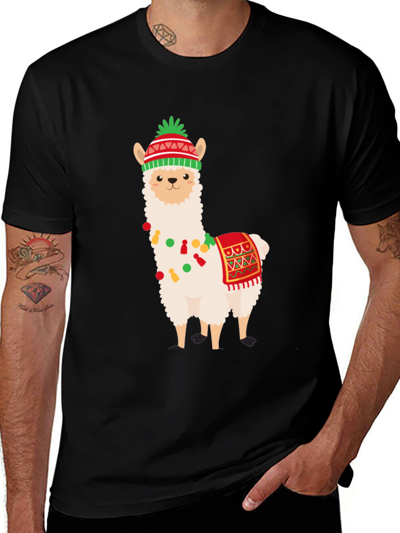 Variant 2 of Festive Llama T-Shirt - Holiday Fun!