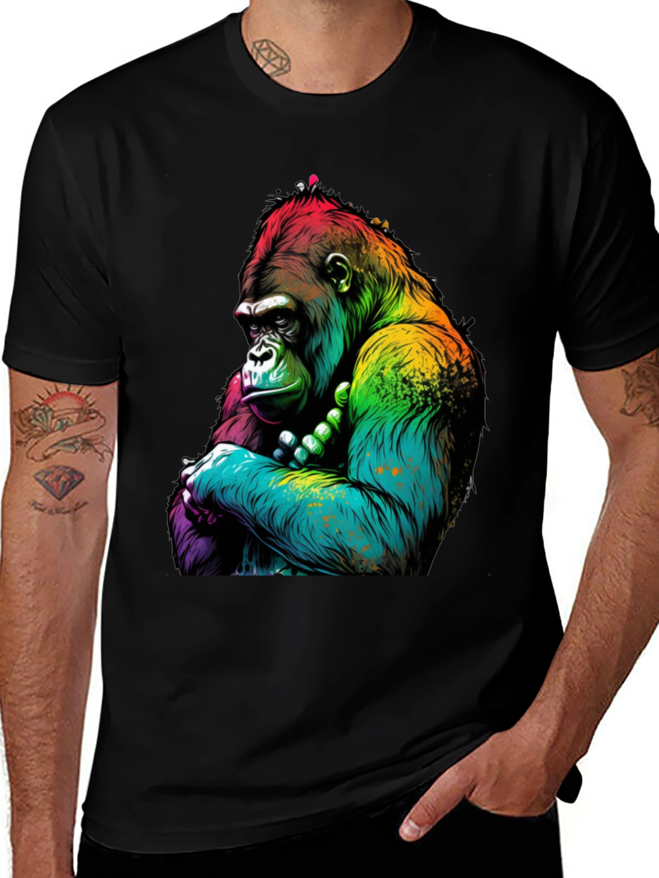 Variant 10 of Rainbow Gorilla Graphic Tee - Bold Ape Design