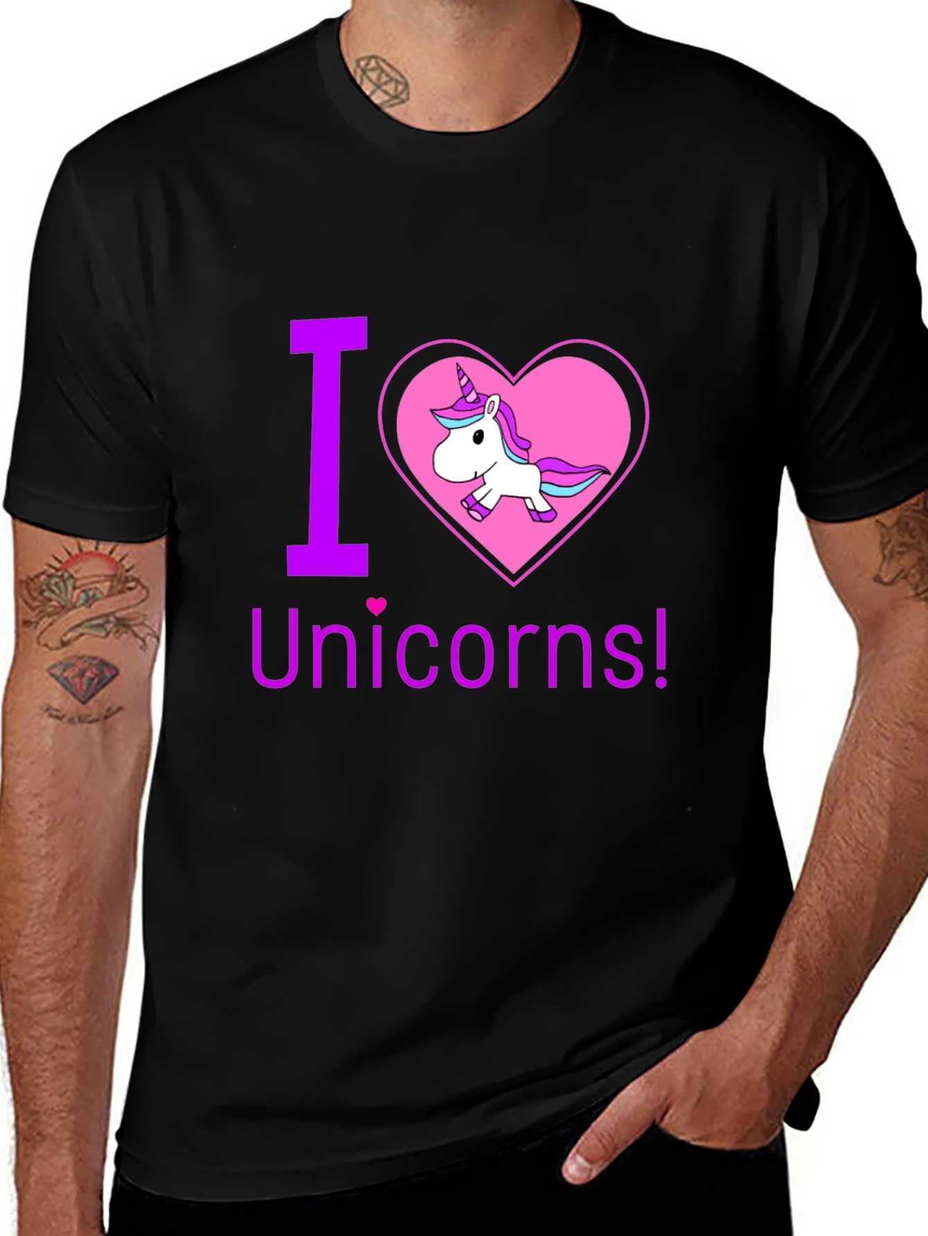 Variant 12 of I Heart Unicorns Black T-Shirt