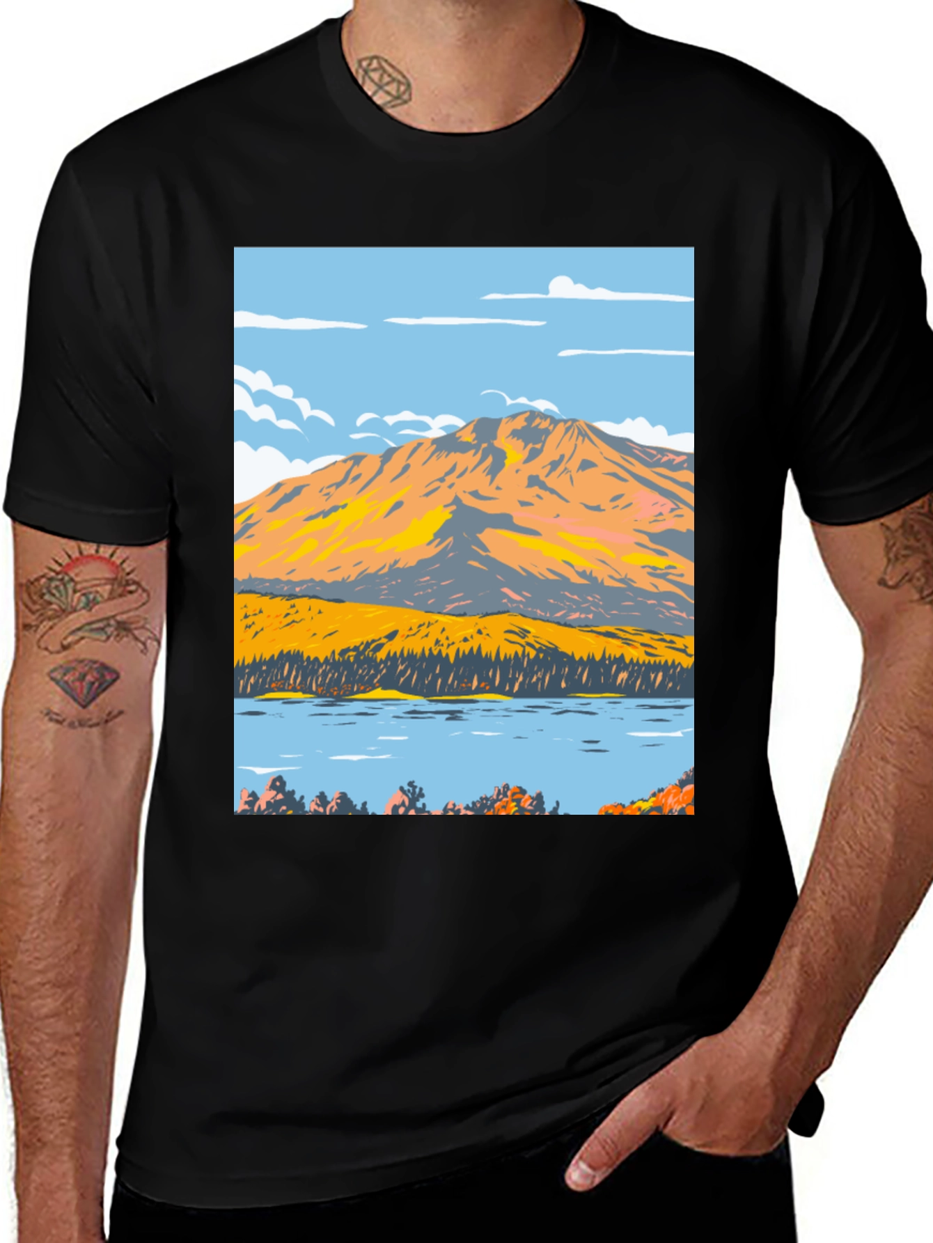 Variant 25 of Mountain Lake Graphic Tee - Nature Inspired Design