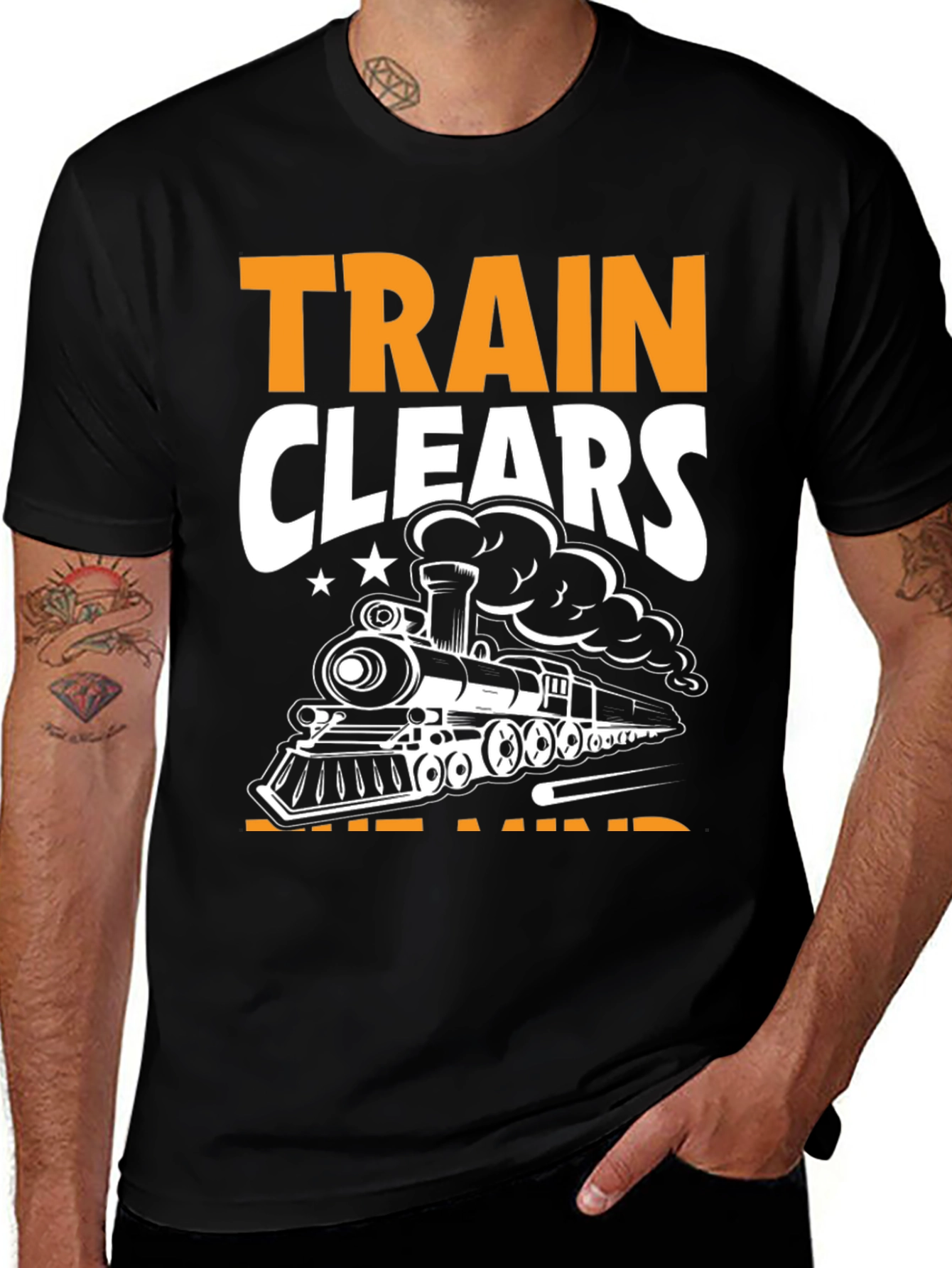 Variant 30 of Train Clears the Mind Black T-Shirt