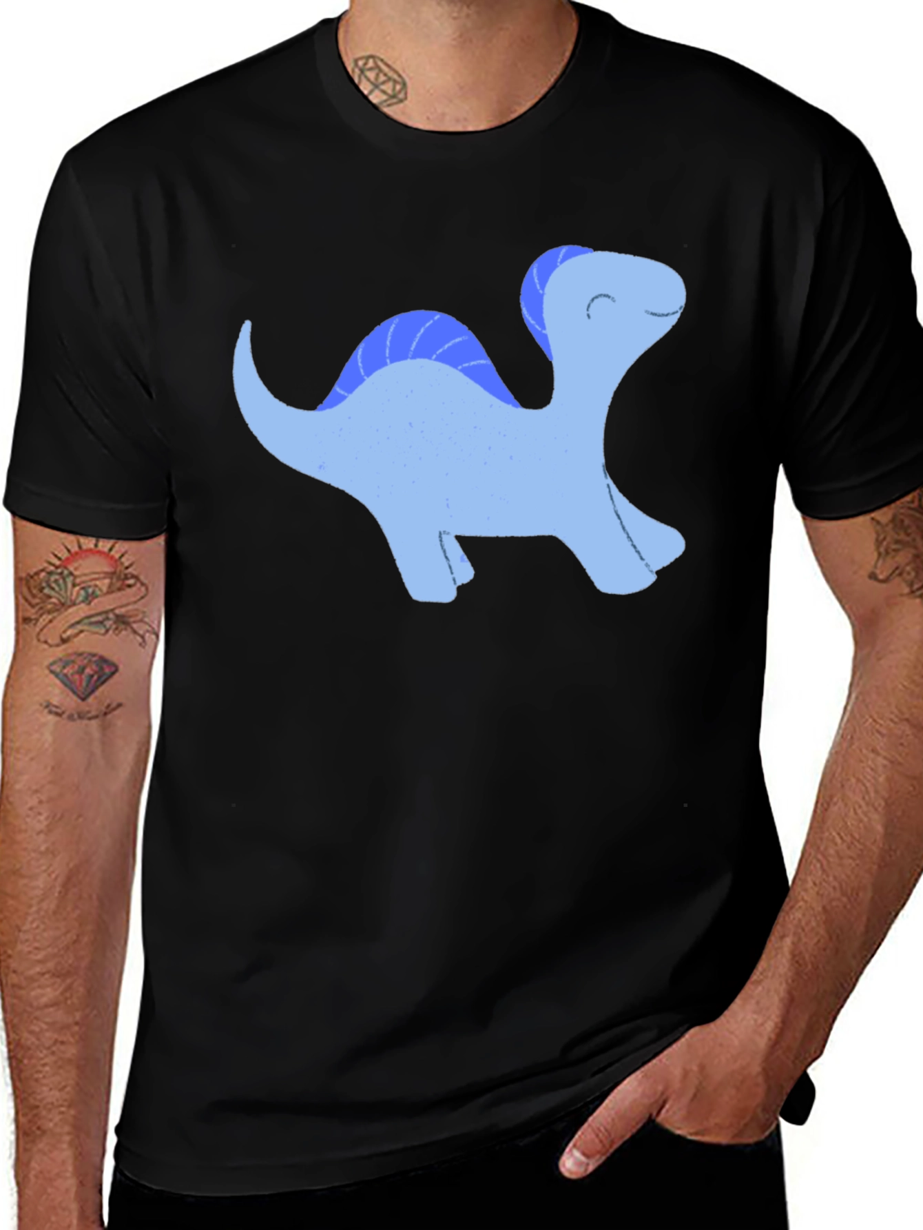 Variant 6 of Cute Dino Tee - Black Cotton Comfort