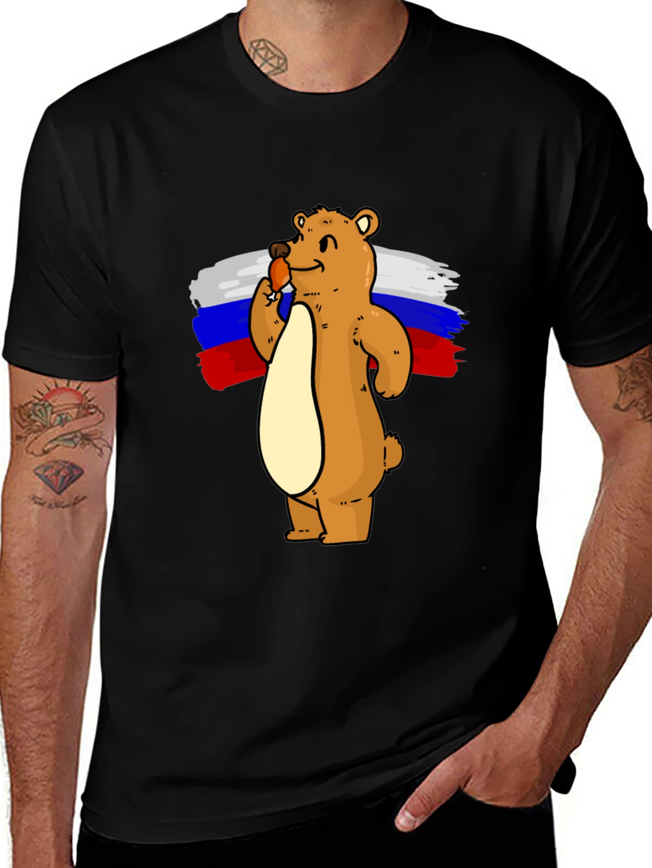 Variant 7 of Bear with Ice Cream Russian Flag T-Shirt