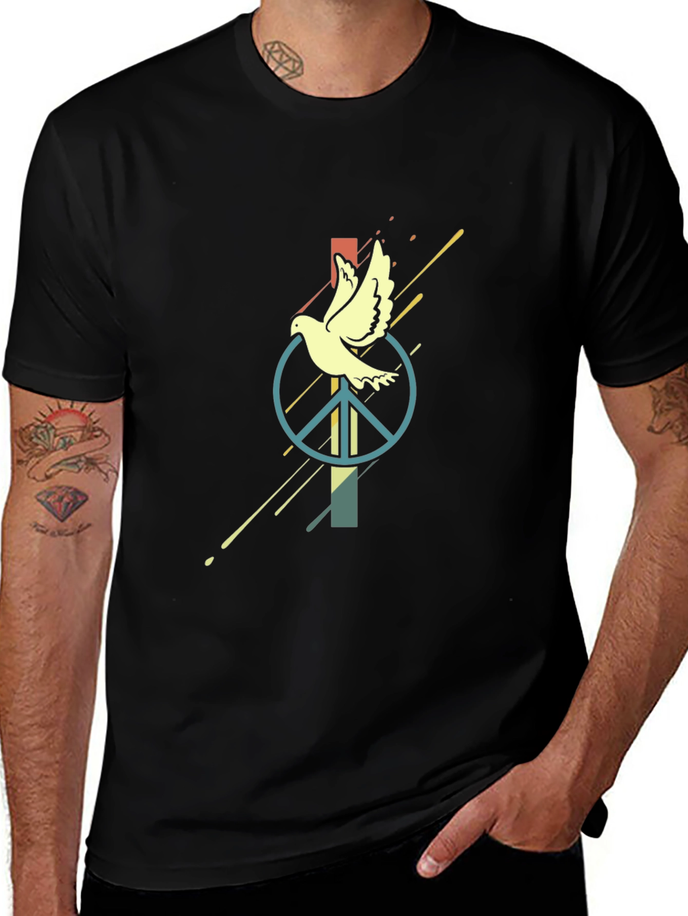 Variant 19 of Peace Dove Graphic Tee - Black T-Shirt