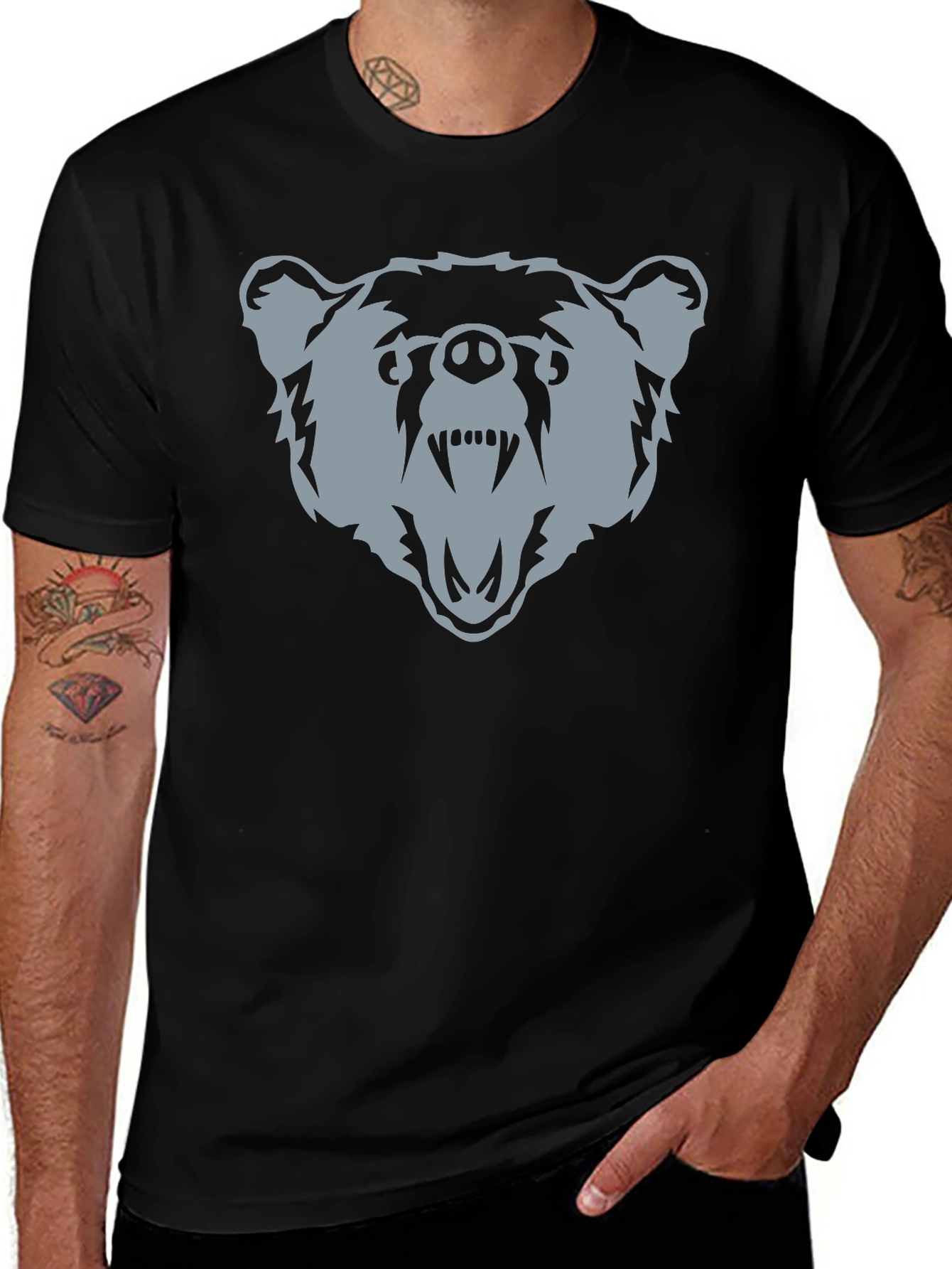 Variant 24 of Bear Graphic Tee - Men's Black T-Shirt