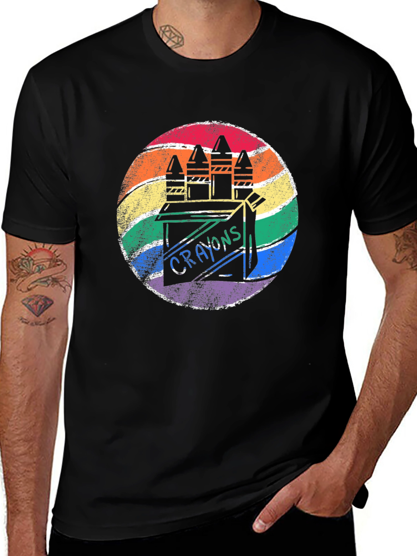 Variant 3 of Retro Rainbow Crayon Box T-Shirt