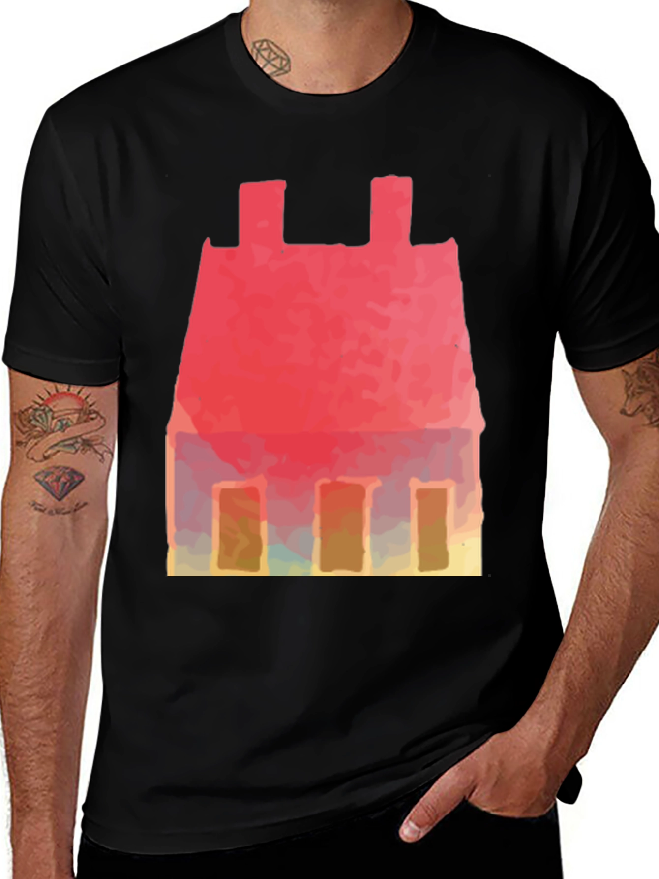 Variant 30 of Watercolor House Graphic Tee - Artistic Comfort